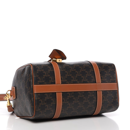 Celine Triomphe Canvas Calfskin Boston Bag Tan 4 of 9