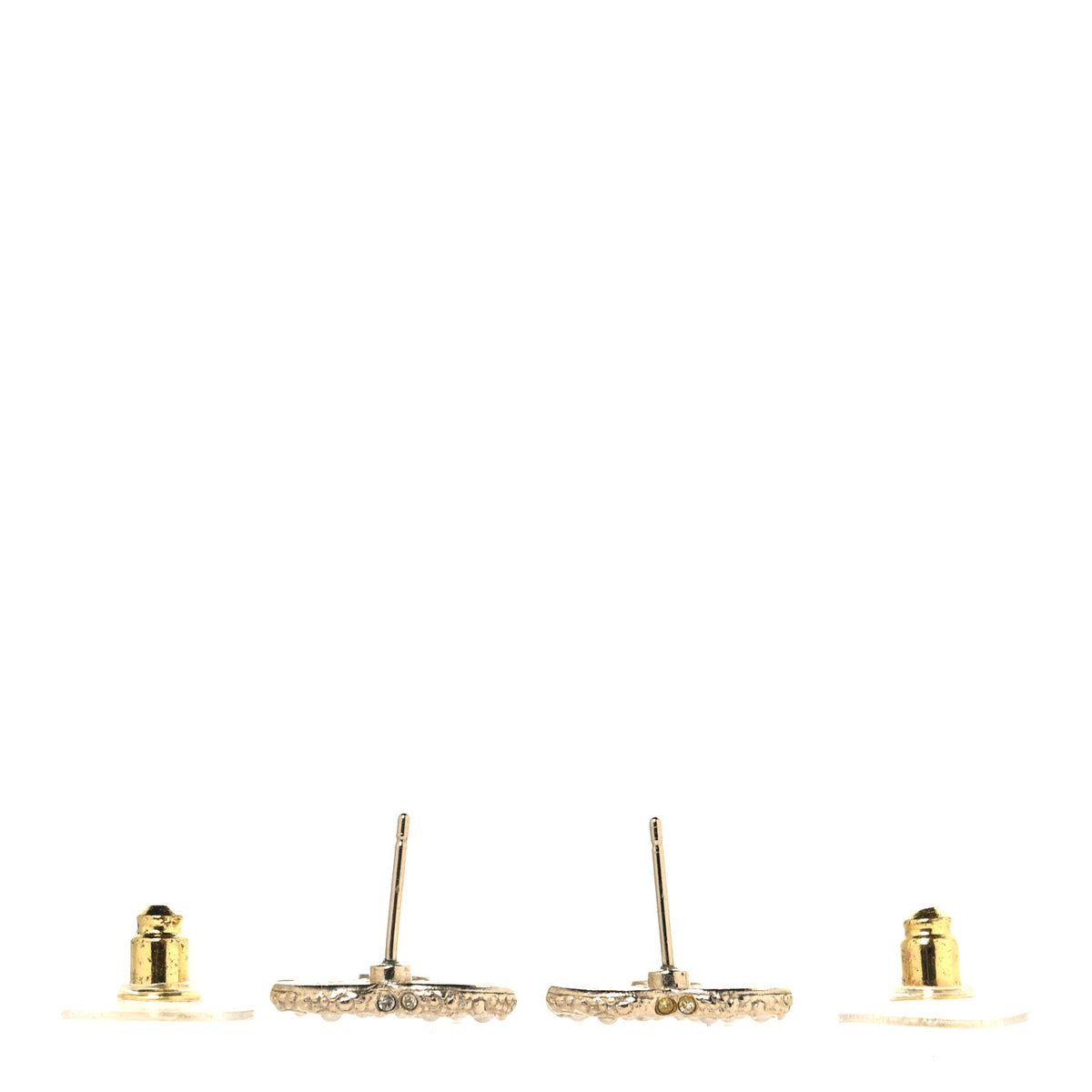 Chanel Metal Graduated Pearl Crystal CC Earrings Light Gold 3 of 5