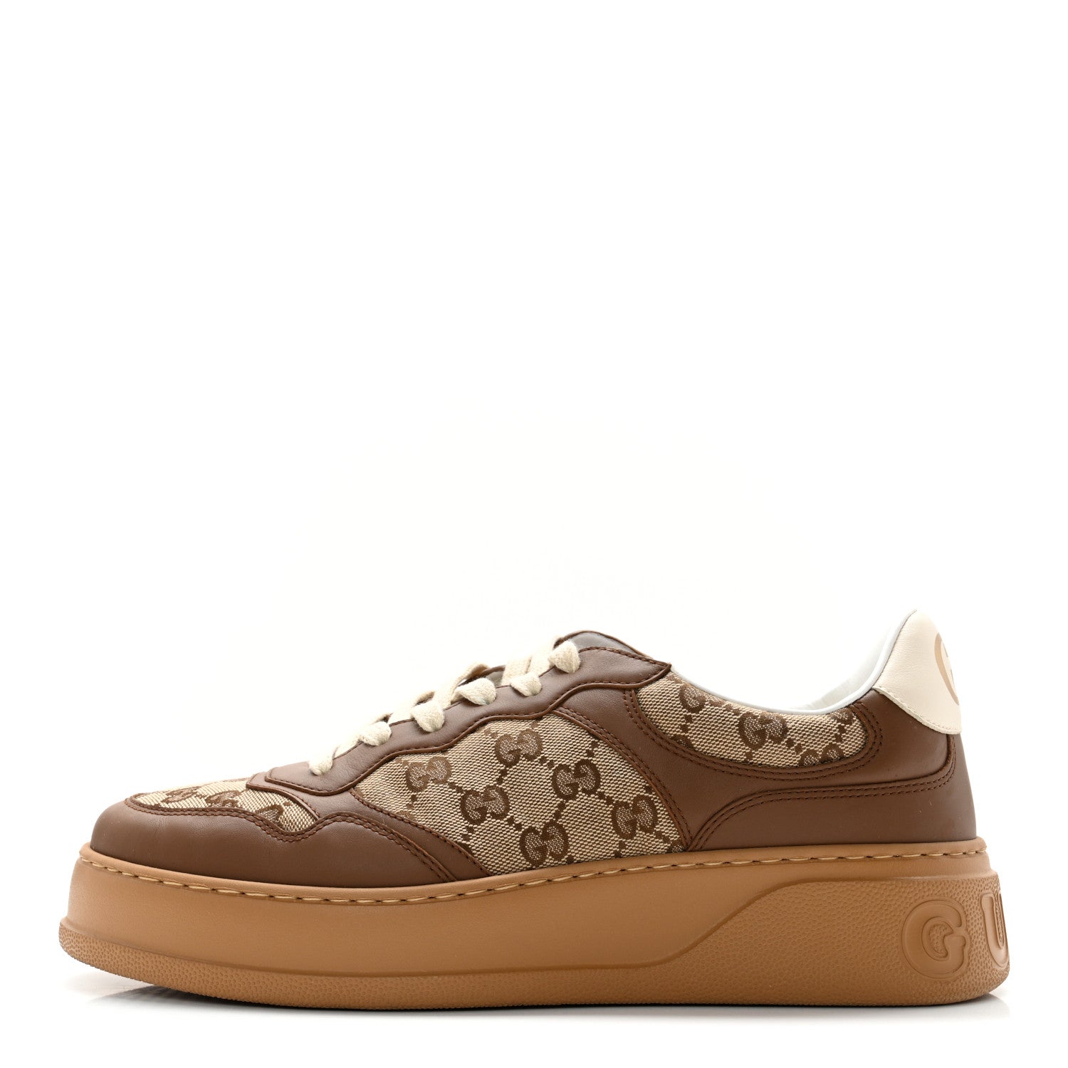 Gucci Dali Soft Calfskin GG Monogram Mens Chunky Sneakers 9 Hezelnut Beige Ebony Mystic White 1 of 13