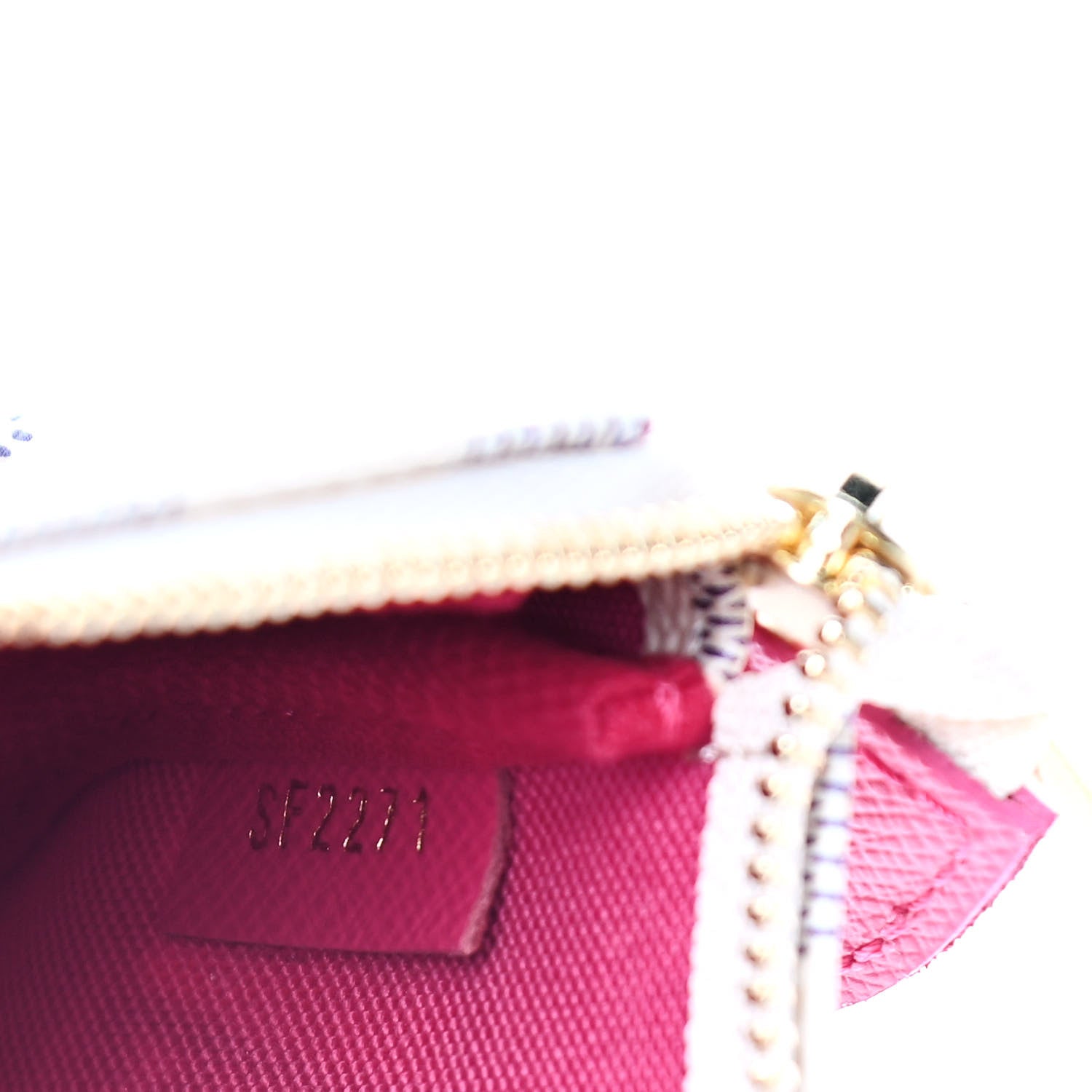 Louis Vuitton Damier Azur 2021 Christmas Animation Hollywood Mini Pochette Accessories Fuchsia 6 of 11