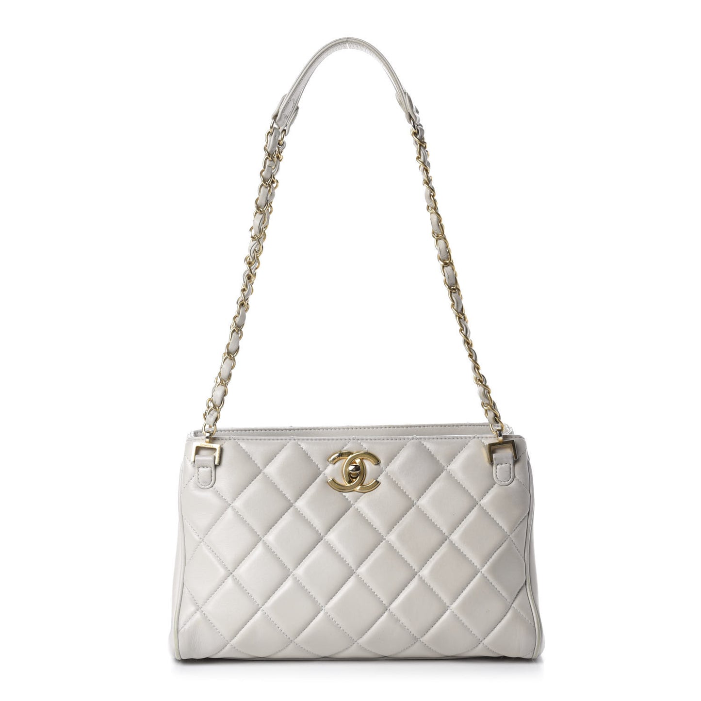 Lambskin Quilted Shoulder Bag Grey