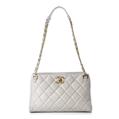 Chanel Lambskin Quilted Shoulder Bag Grey 1 of 13