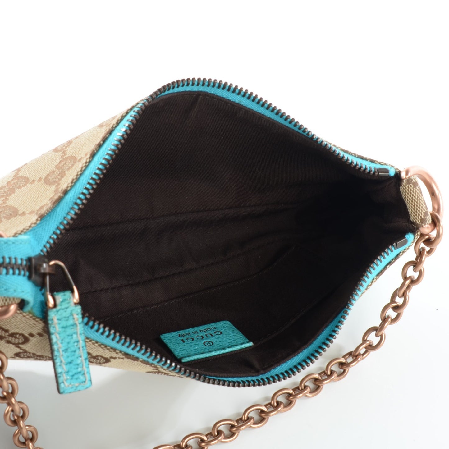 Monogram Horsebit Nail Chain Pochette Turquoise
