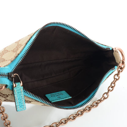 Gucci Monogram Horsebit Nail Chain Pochette Turquoise 5 of 7