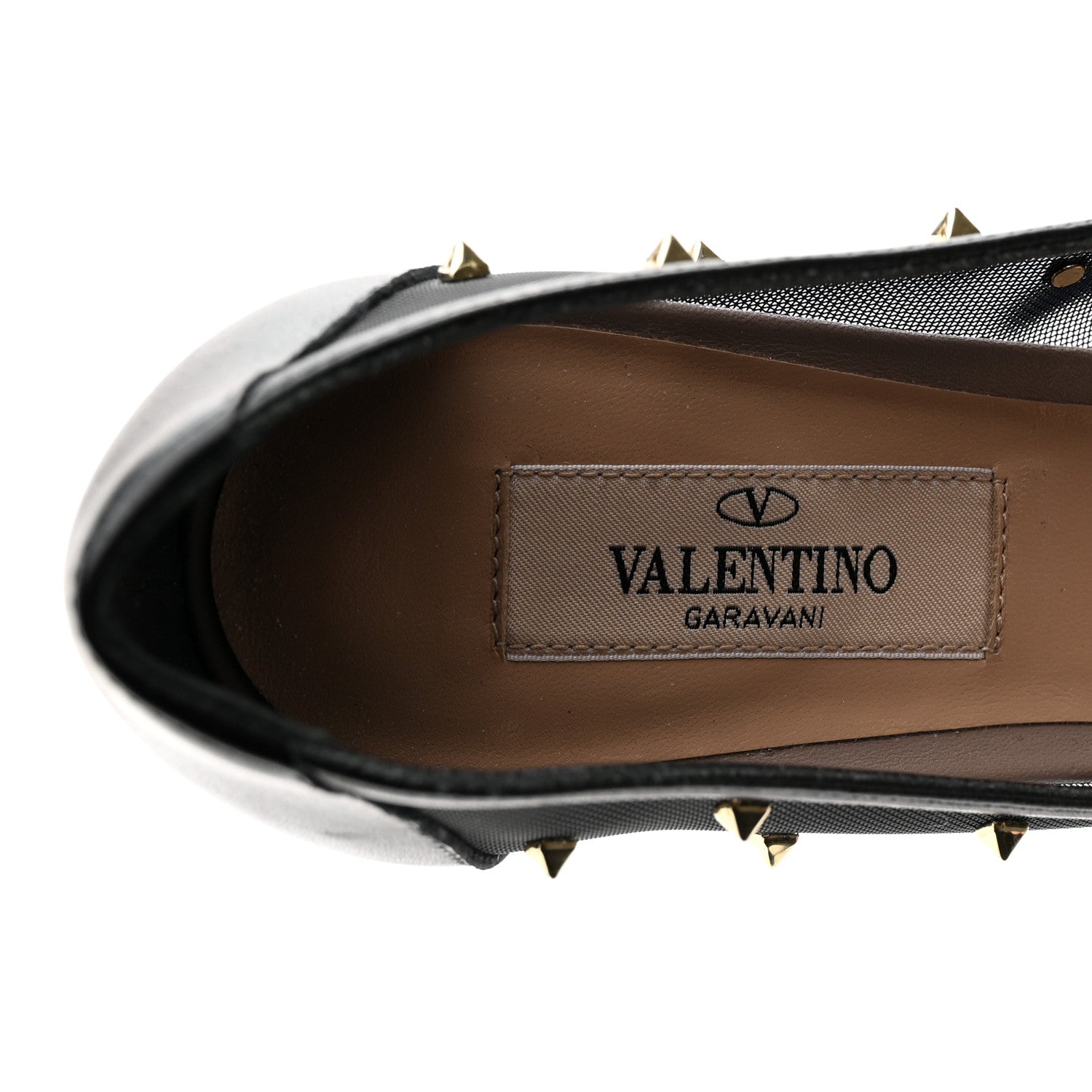Valentino Garavani Mesh Embellished Shining Rockstud Low Heel Pumps 37.5 Black 6 of 8