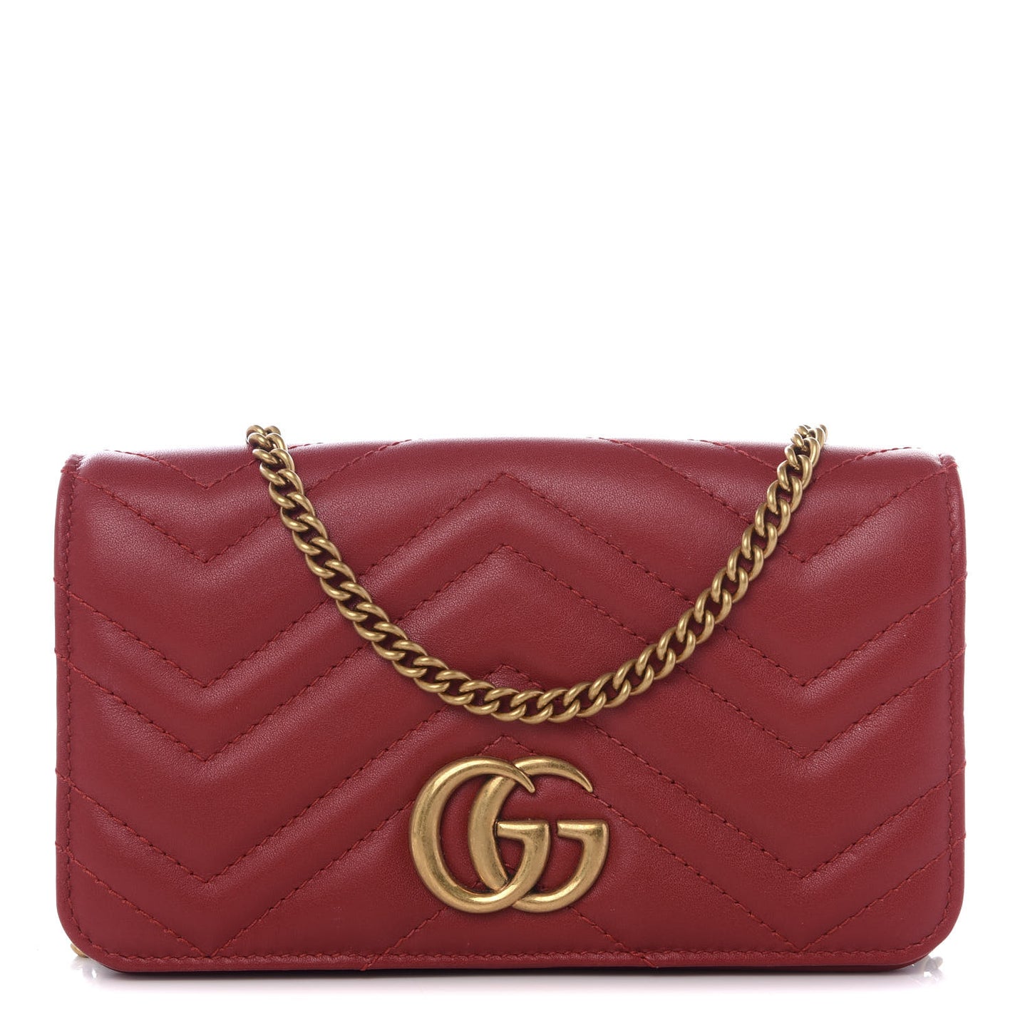 Calfskin Matelasse GG Marmont Mini Bag Hibiscus Red