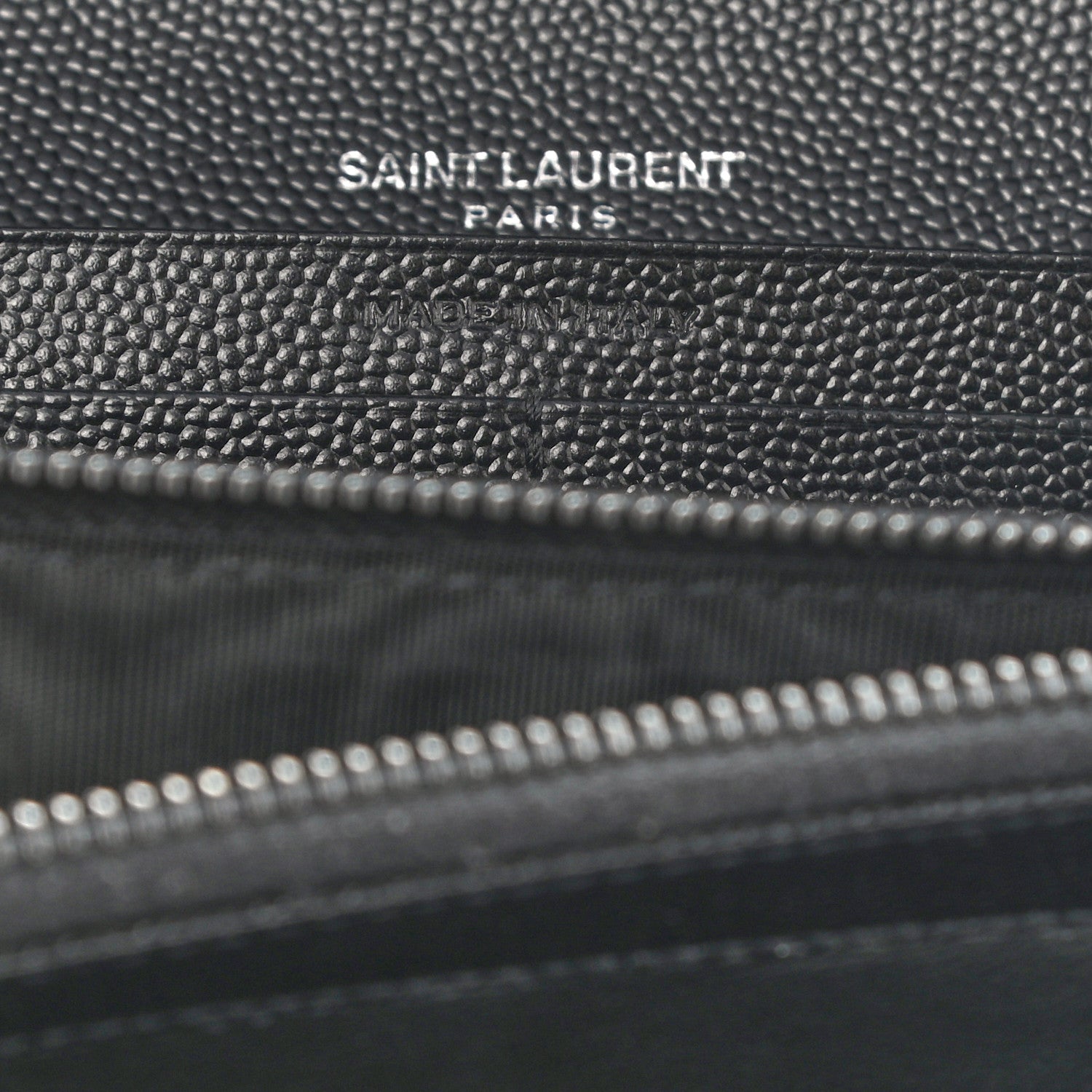 Saint Laurent Grain De Poudre Matelasse Chevron Monogram Flap Wallet Black 6 of 6