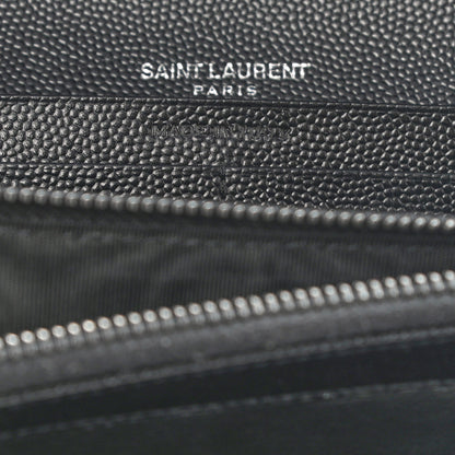 Saint Laurent Grain De Poudre Matelasse Chevron Monogram Flap Wallet Black 6 of 6