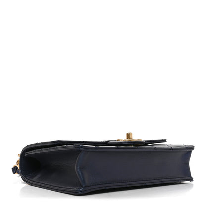 Chanel Iridescent Lambskin Quilted Small Chic Pearls Flap Navy Blue 4 of 10
