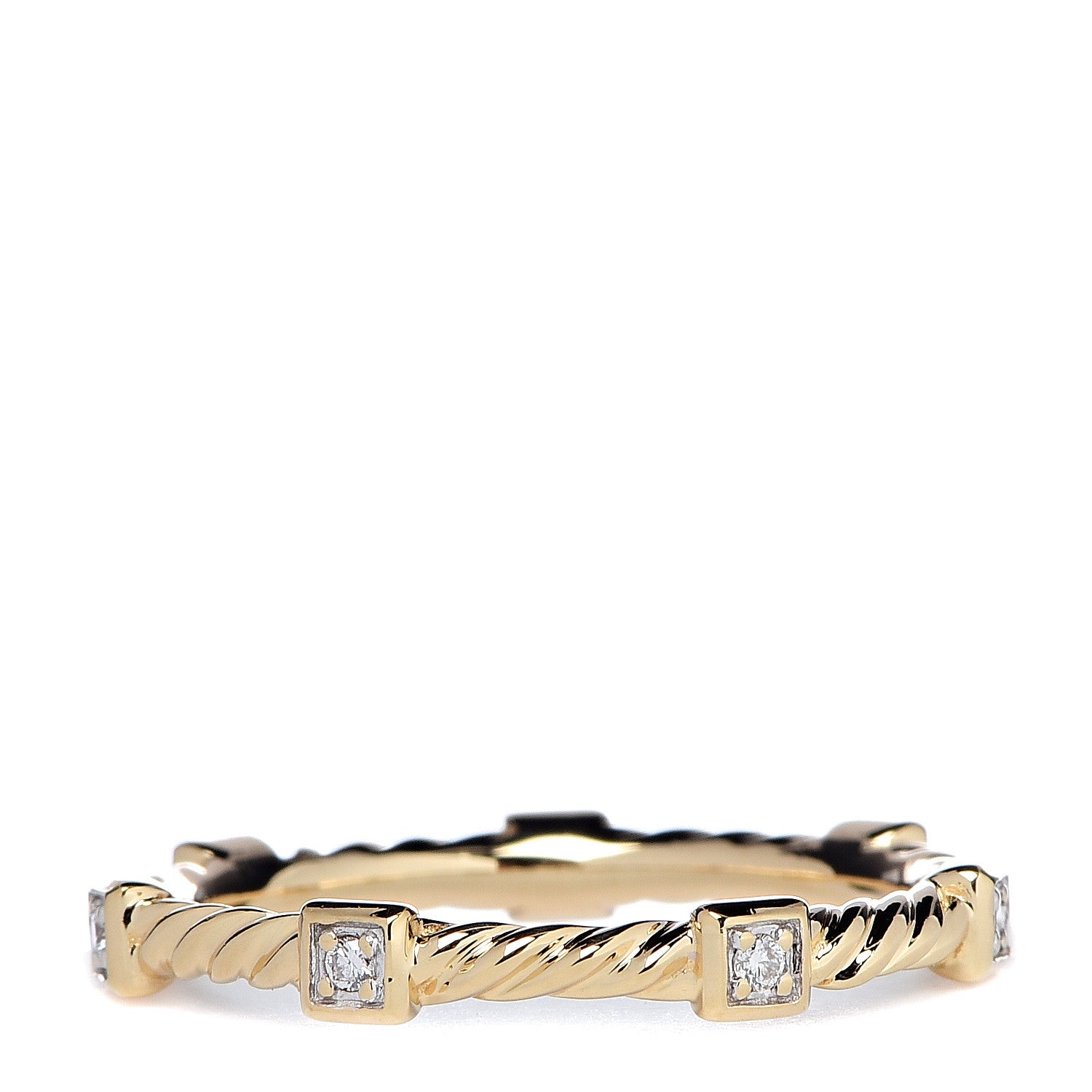 David Yurman 18K Yellow Gold Diamond 2mm Cable Collectibles Band Ring 54 7 3 of 4
