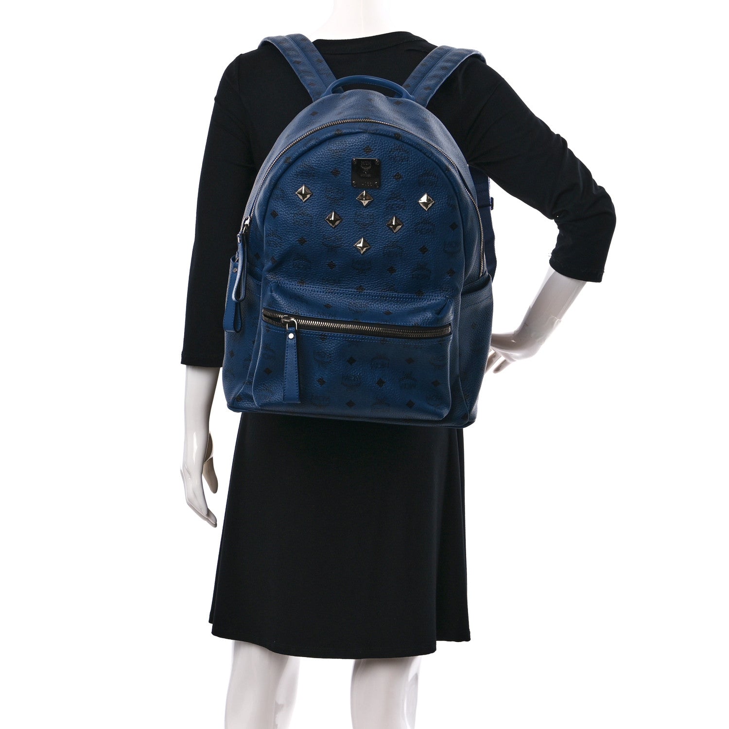 MCM Visetos Studded Medium Stark M Backpack Navy Blue 2 of 9