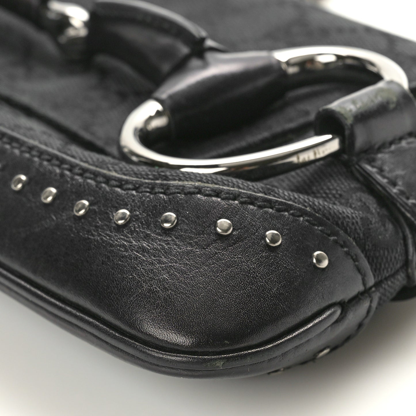 Monogram Studded Horsebit Clutch Black