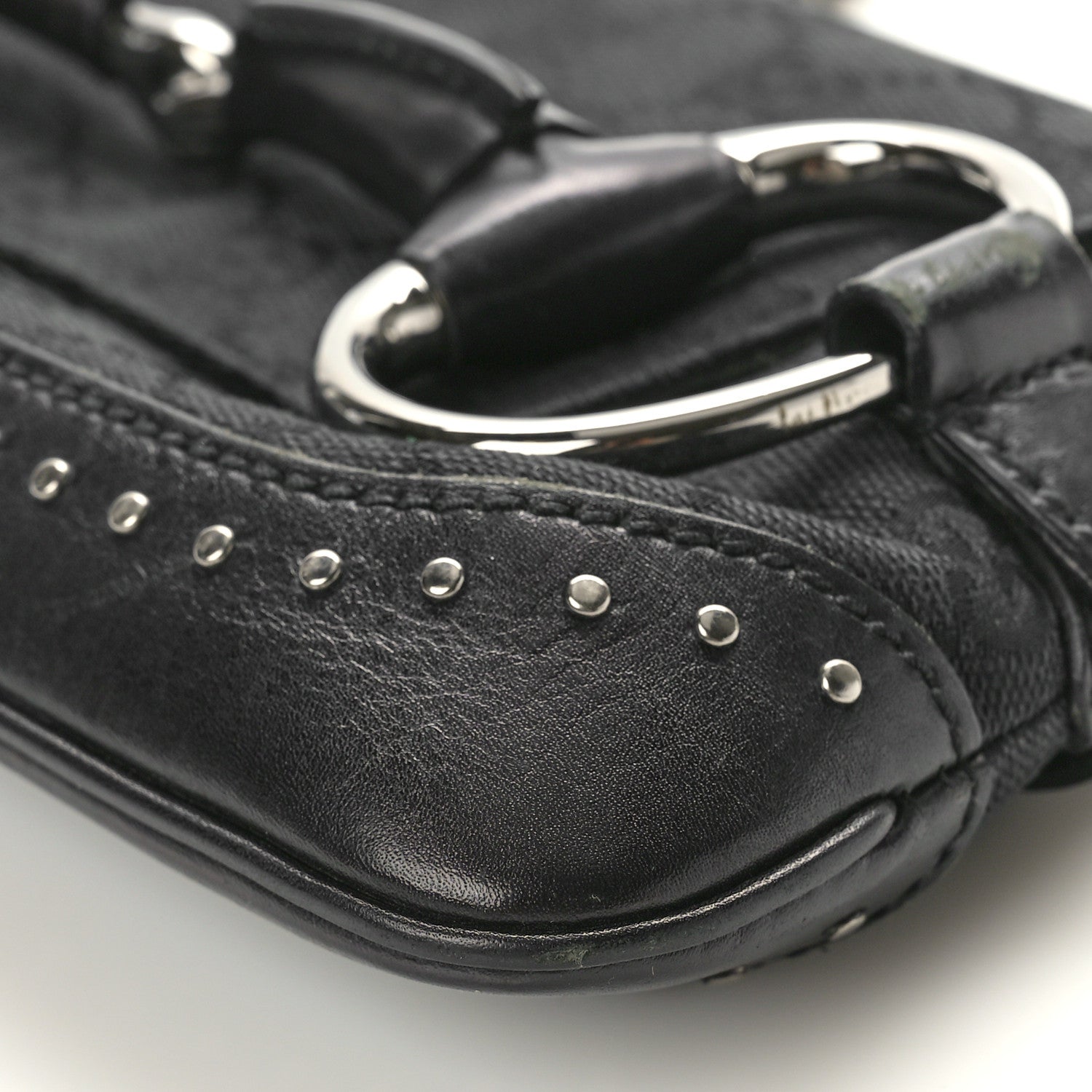 Gucci Monogram Studded Horsebit Clutch Black 10 of 11