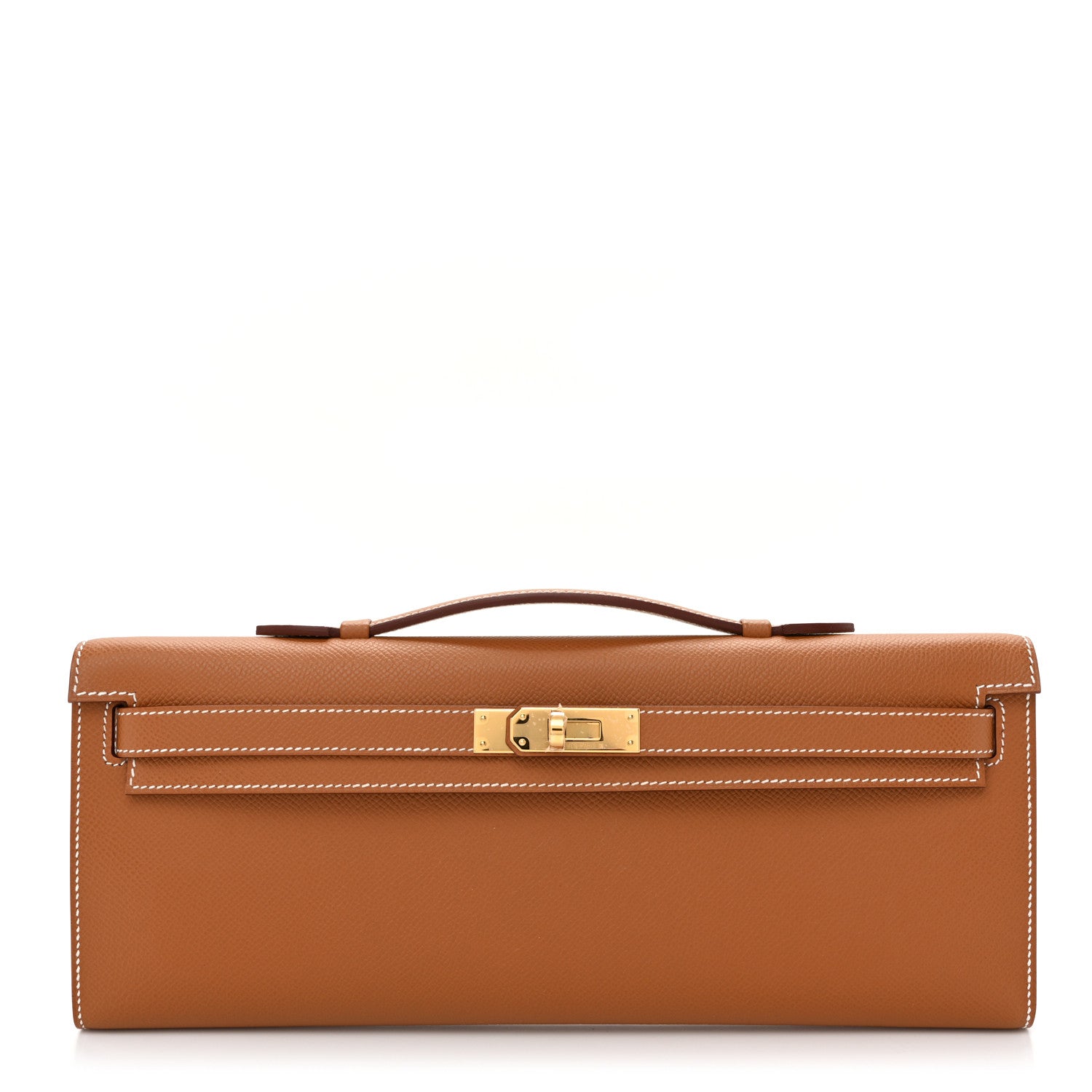 Hermes Epsom Kelly Cut Clutch Pochette Gold 1 of 10