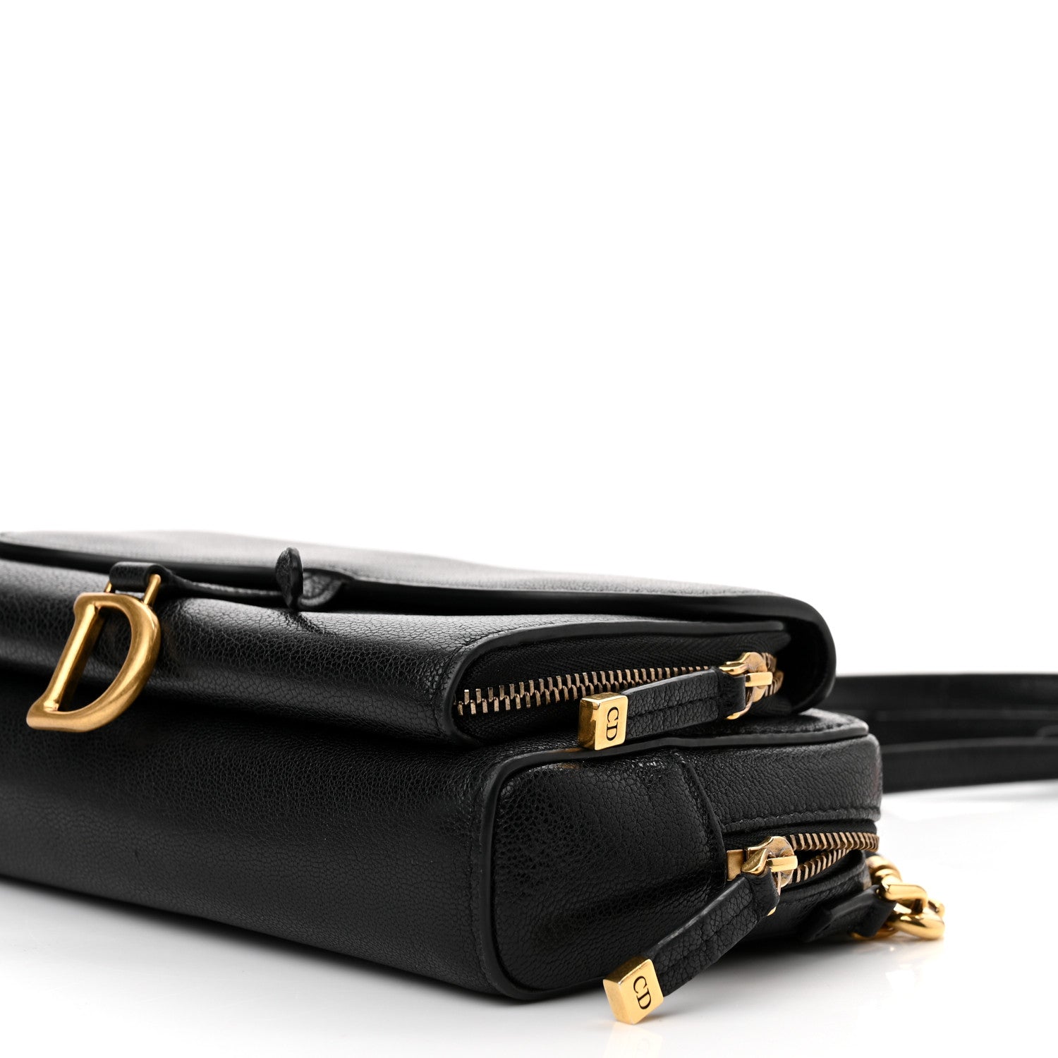 Christian Dior Goatskin Double Saddle Pouch Black 8 of 9