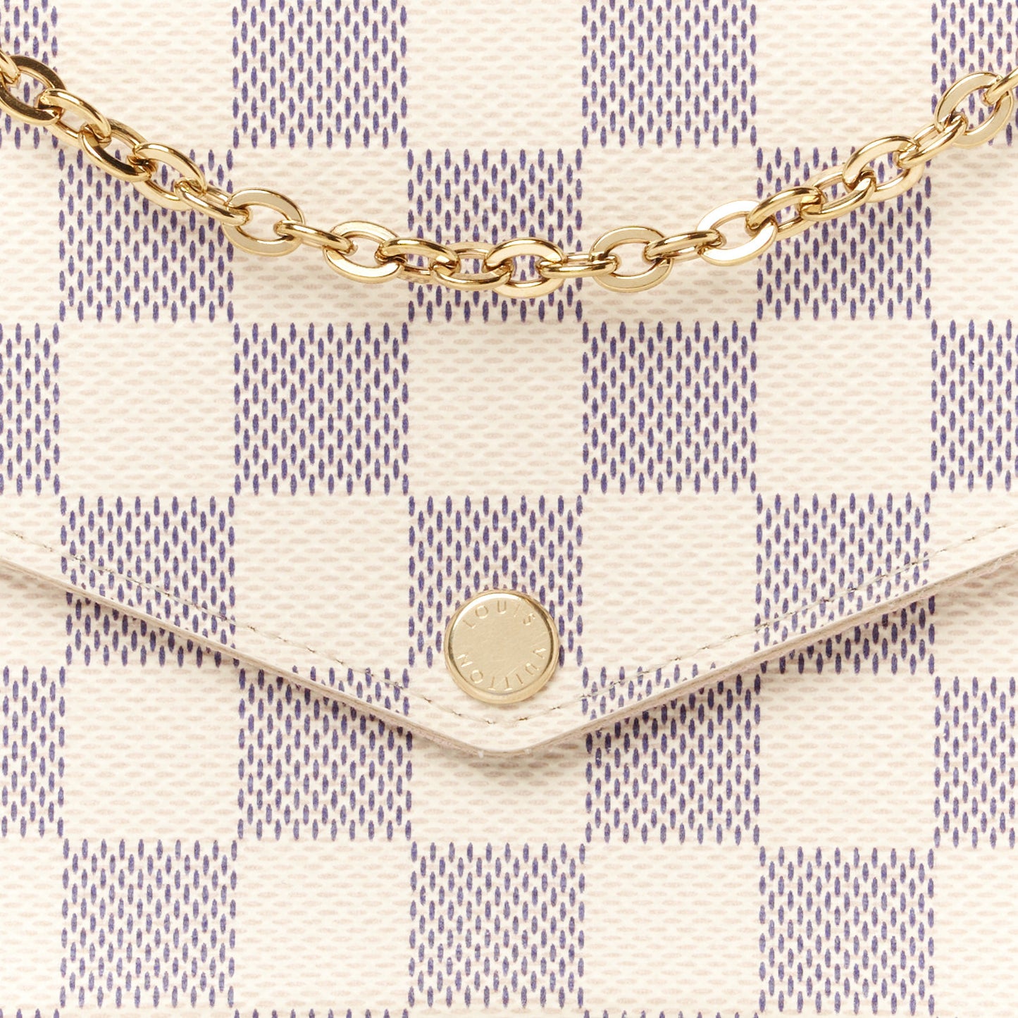 Damier Azur Pochette Felicie Chain Wallet Rose Ballerine