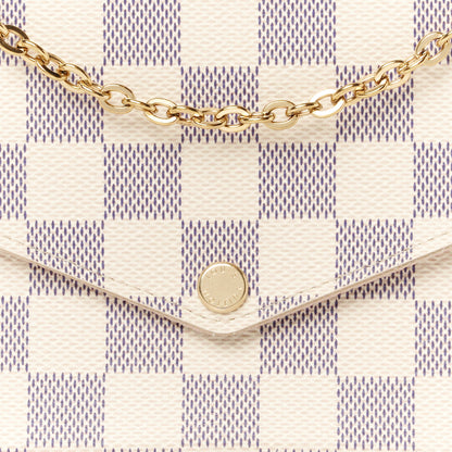 Louis Vuitton Damier Azur Pochette Felicie Chain Wallet Rose Ballerine 8 of 10