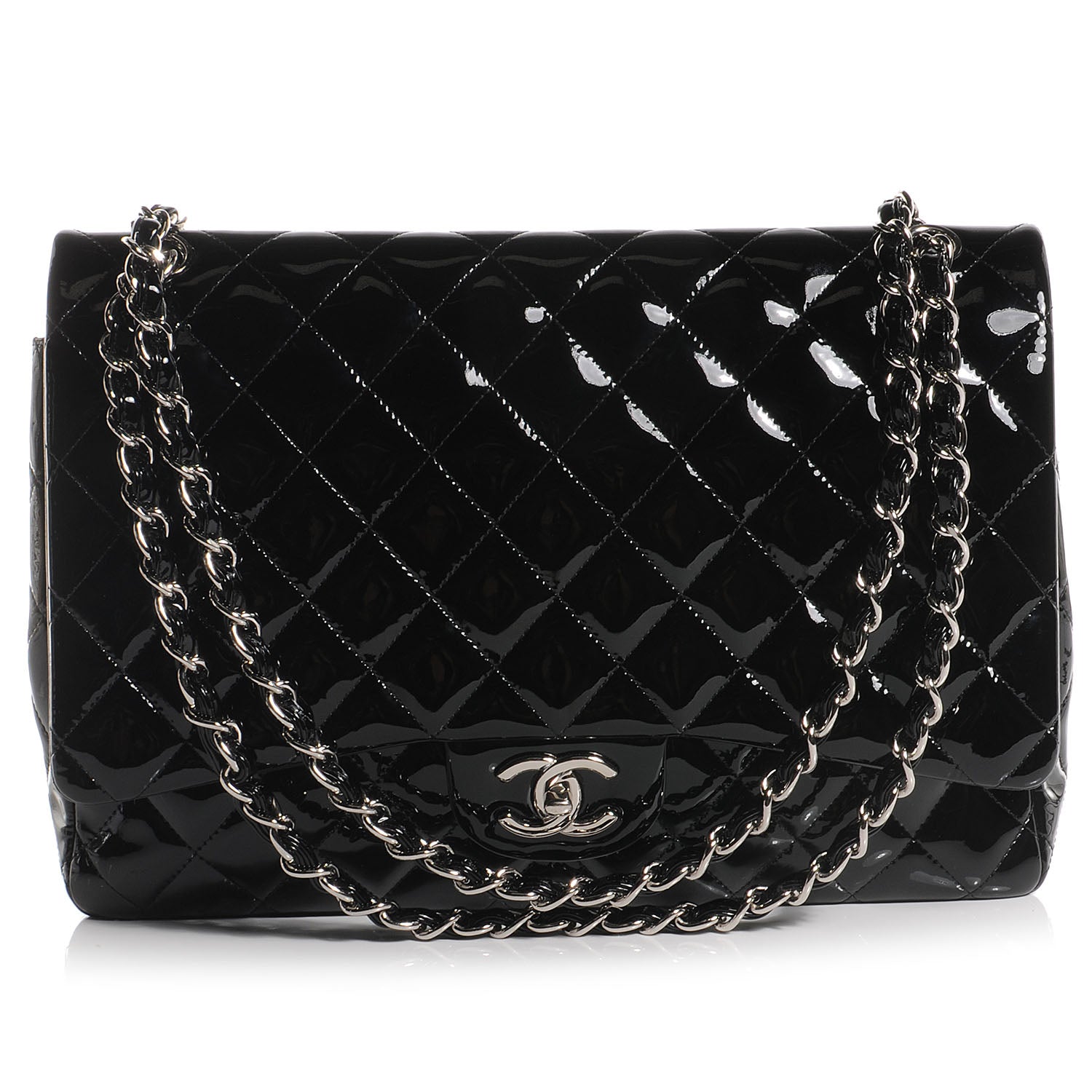 Chanel Patent Quilted Maxi Double Flap Black 57646 – FASHIONPHILE