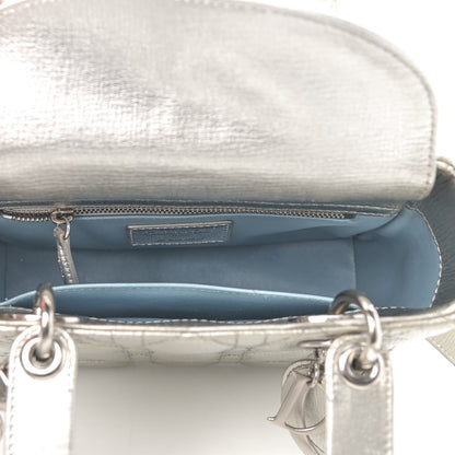 Christian Dior Metallic Grained Calfskin Cannage Small Lucky Badges My Lady Dior Silver 7 of 10
