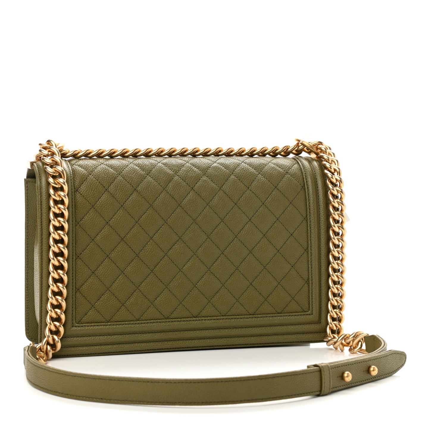 Caviar Quilted New Medium Boy Flap Khaki