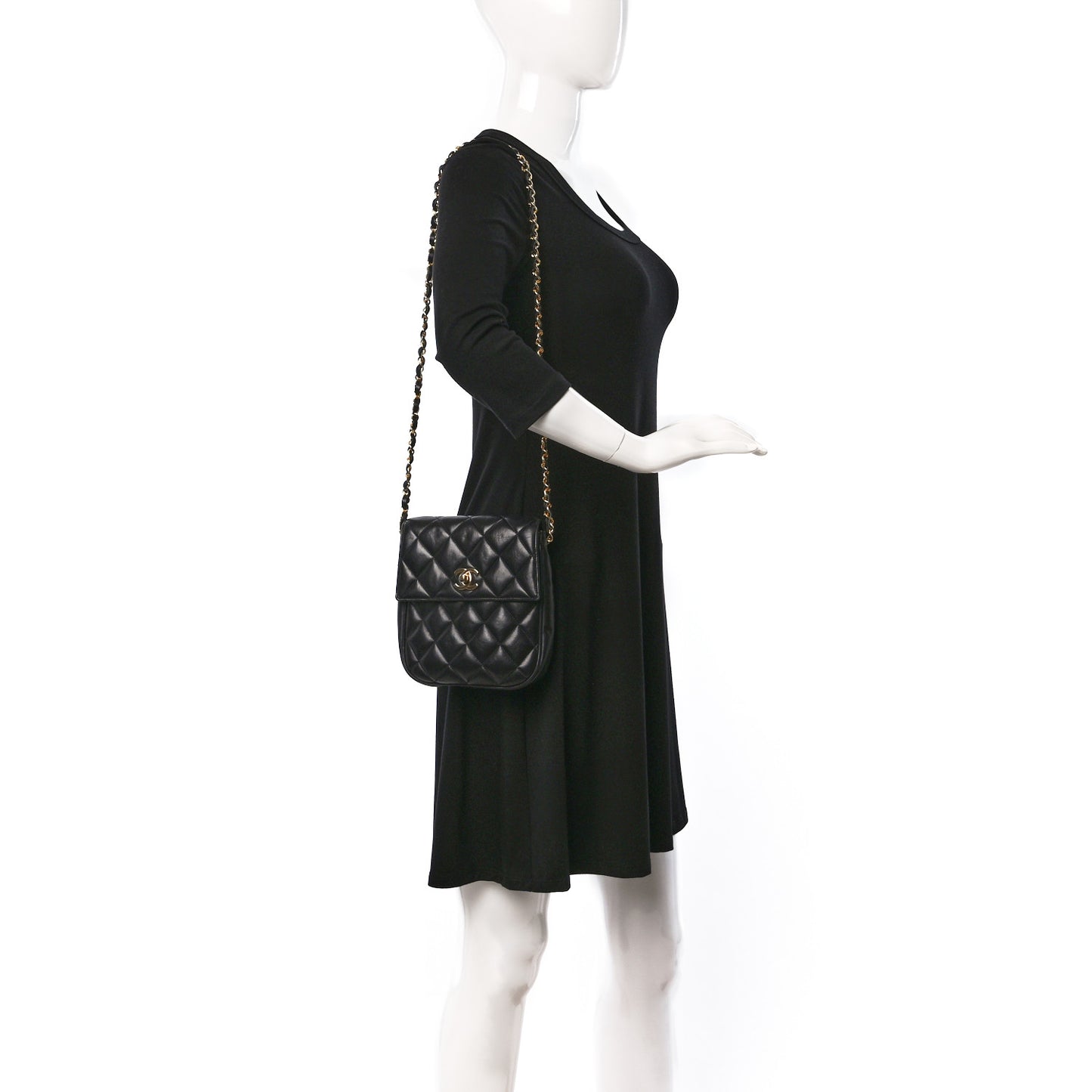Lambskin Quilted Extra Mini Flap Black