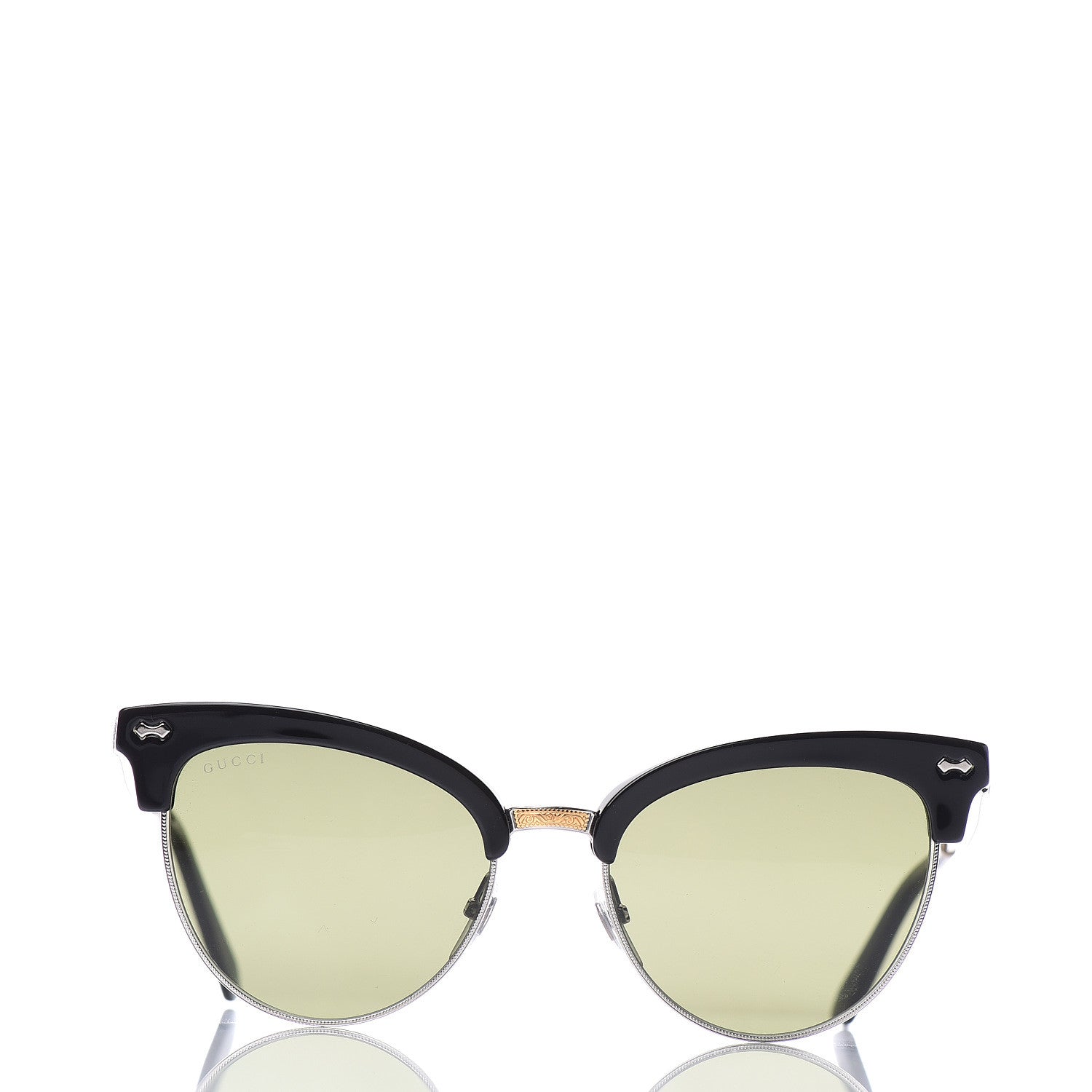 Gucci Acetate Damascato Cat Eye Sunglasses GG0055S Black Gold 2 of 6