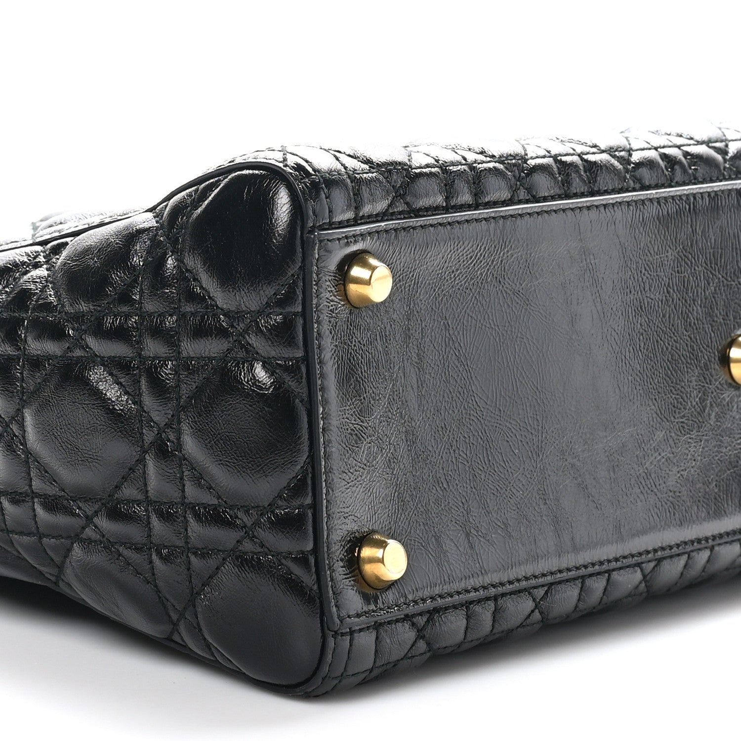 Christian Dior Crinkled Patent Cannage Large Lady Dior Black 9 of 10