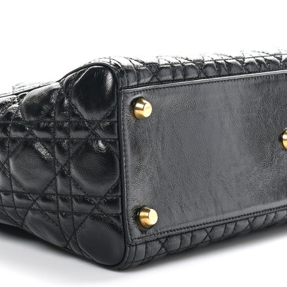 Christian Dior Crinkled Patent Cannage Large Lady Dior Black 9 of 10