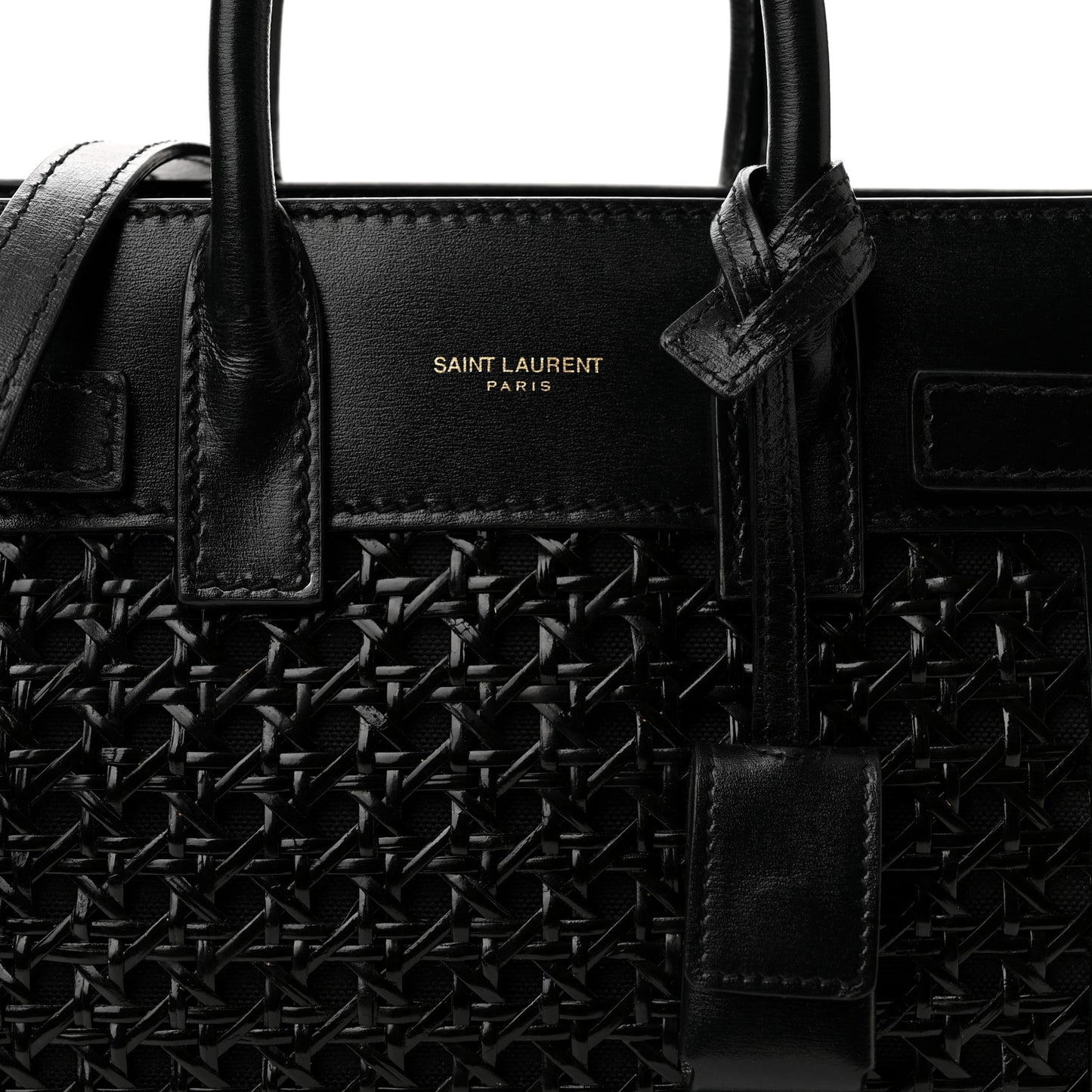 Calfskin Paglia Palm Nano Sac De Jour Black