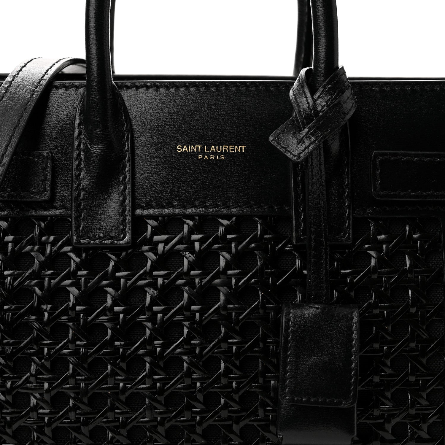 Saint Laurent Calfskin Paglia Palm Nano Sac De Jour Black 7 of 10
