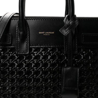 Saint Laurent Calfskin Paglia Palm Nano Sac De Jour Black 7 of 10