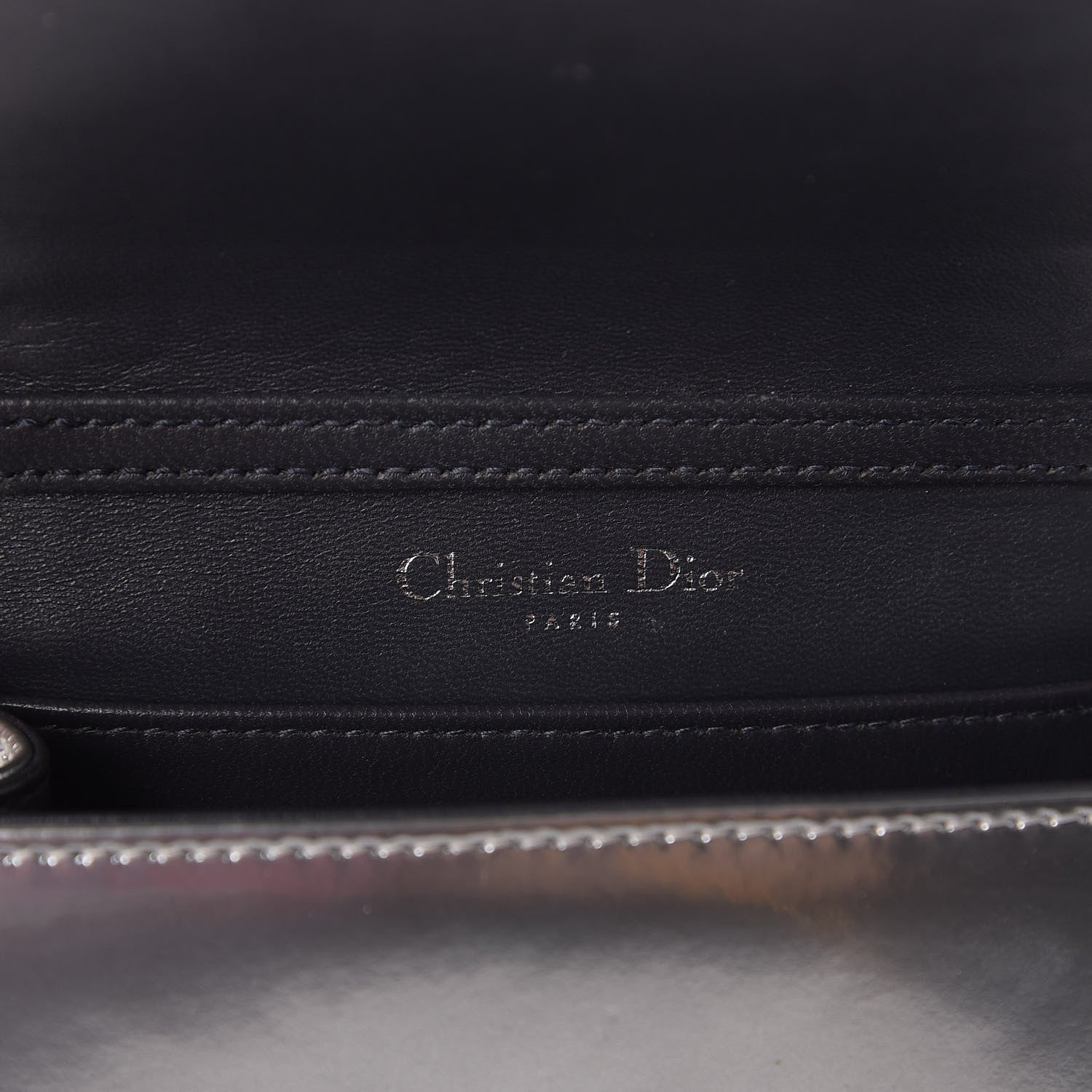Christian Dior Metallic Patent Micro-Cannage Baby Diorama Flap Bag Silver 8 of 9