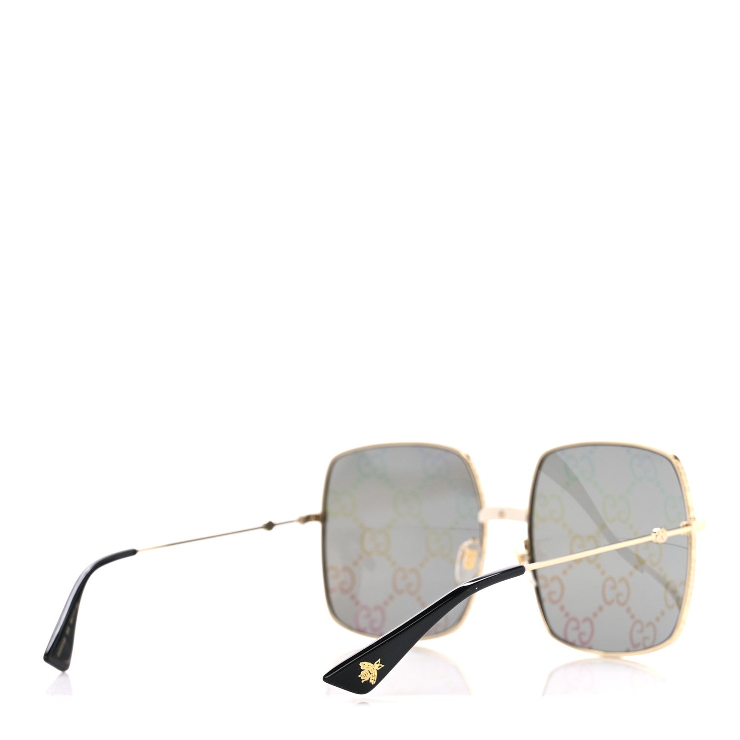 Gucci Metal Rectangular Frame Sunglasses GG0414S Gold Multicolor 4 of 7