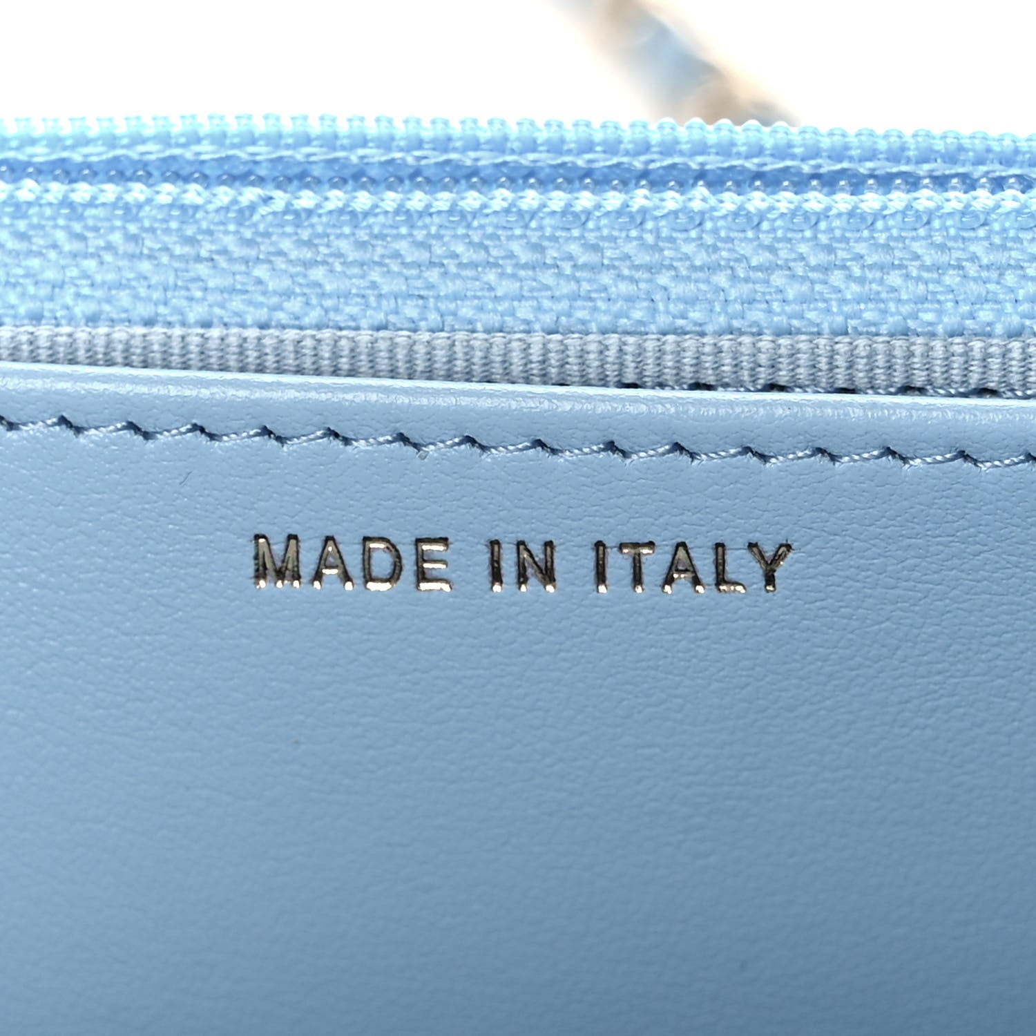 Chanel Caviar Quilted Crystal CC Wallet On Chain WOC Light Blue 7 of 12