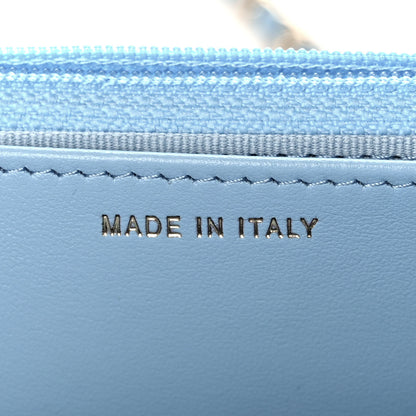 Chanel Caviar Quilted Crystal CC Wallet On Chain WOC Light Blue 7 of 12