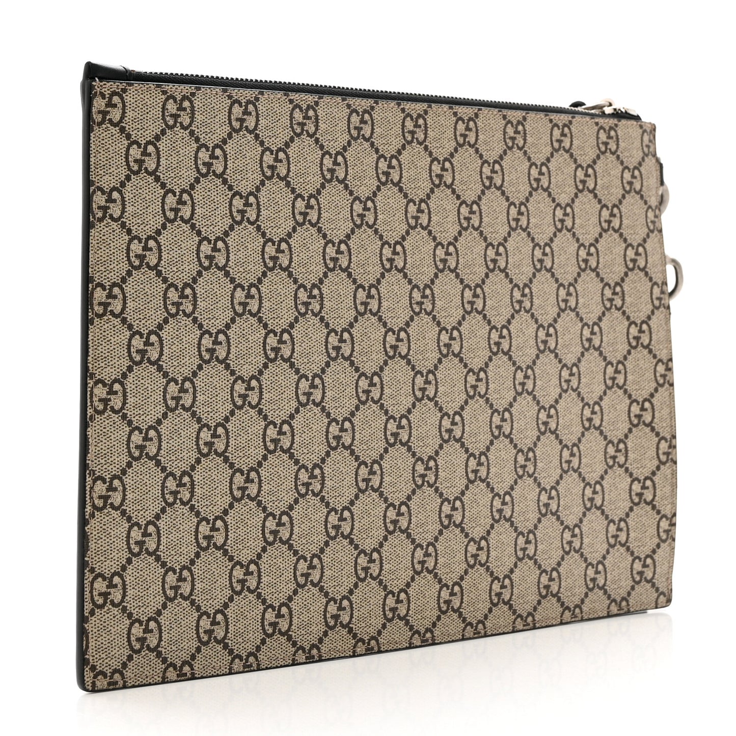 GG Supreme Monogram Kingsnake Zip Wristlet Pouch Beige Black