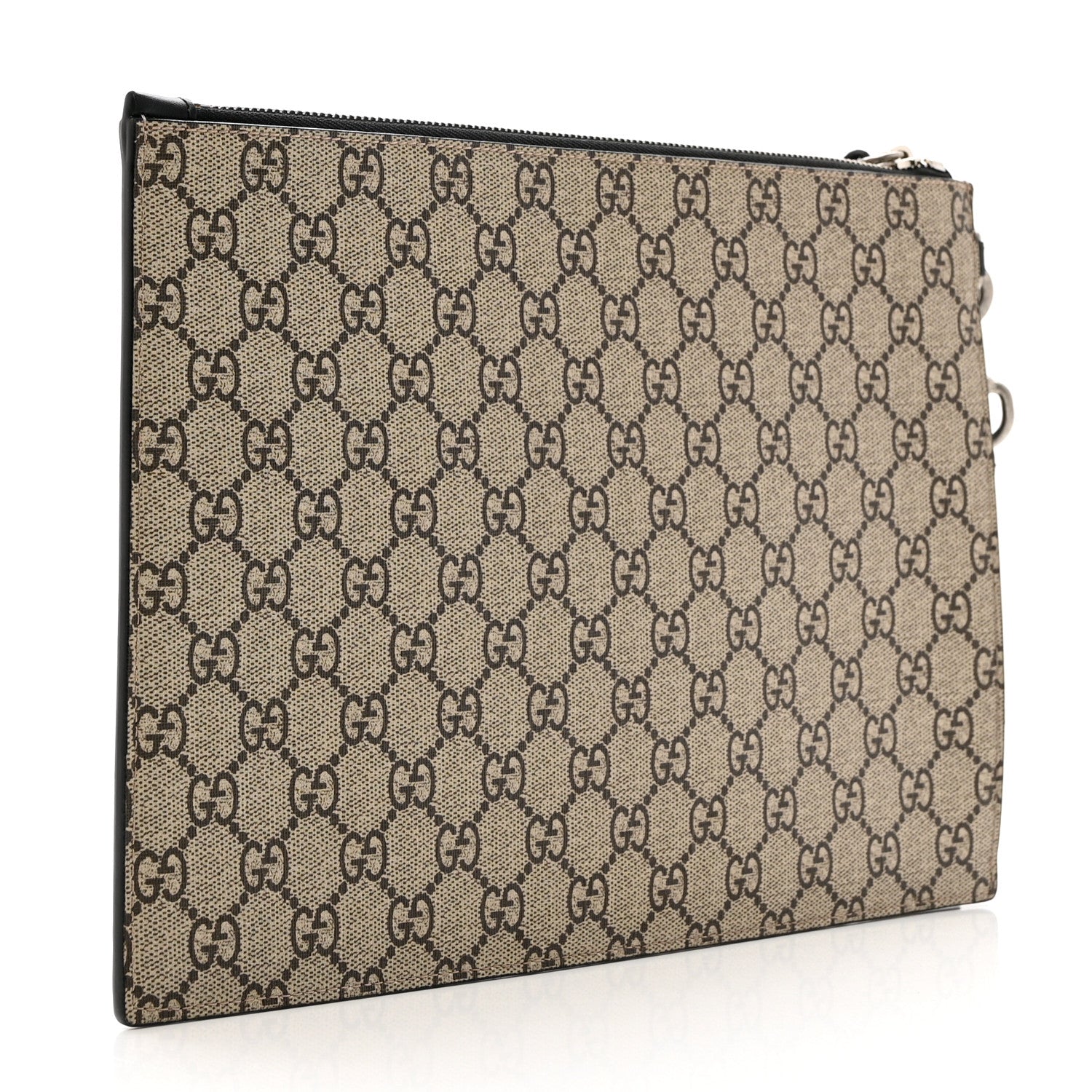 Gucci GG Supreme Monogram Kingsnake Zip Wristlet Pouch Beige Black 3 of 6