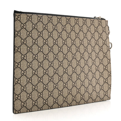 Gucci GG Supreme Monogram Kingsnake Zip Wristlet Pouch Beige Black 3 of 6