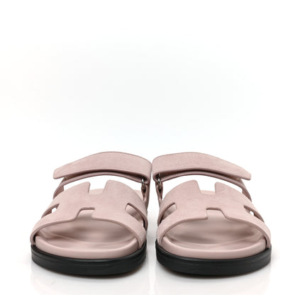 Hermes Suede Goatskin Womens Chypre Sandals 36 Rose Porcelaine 2 of 8