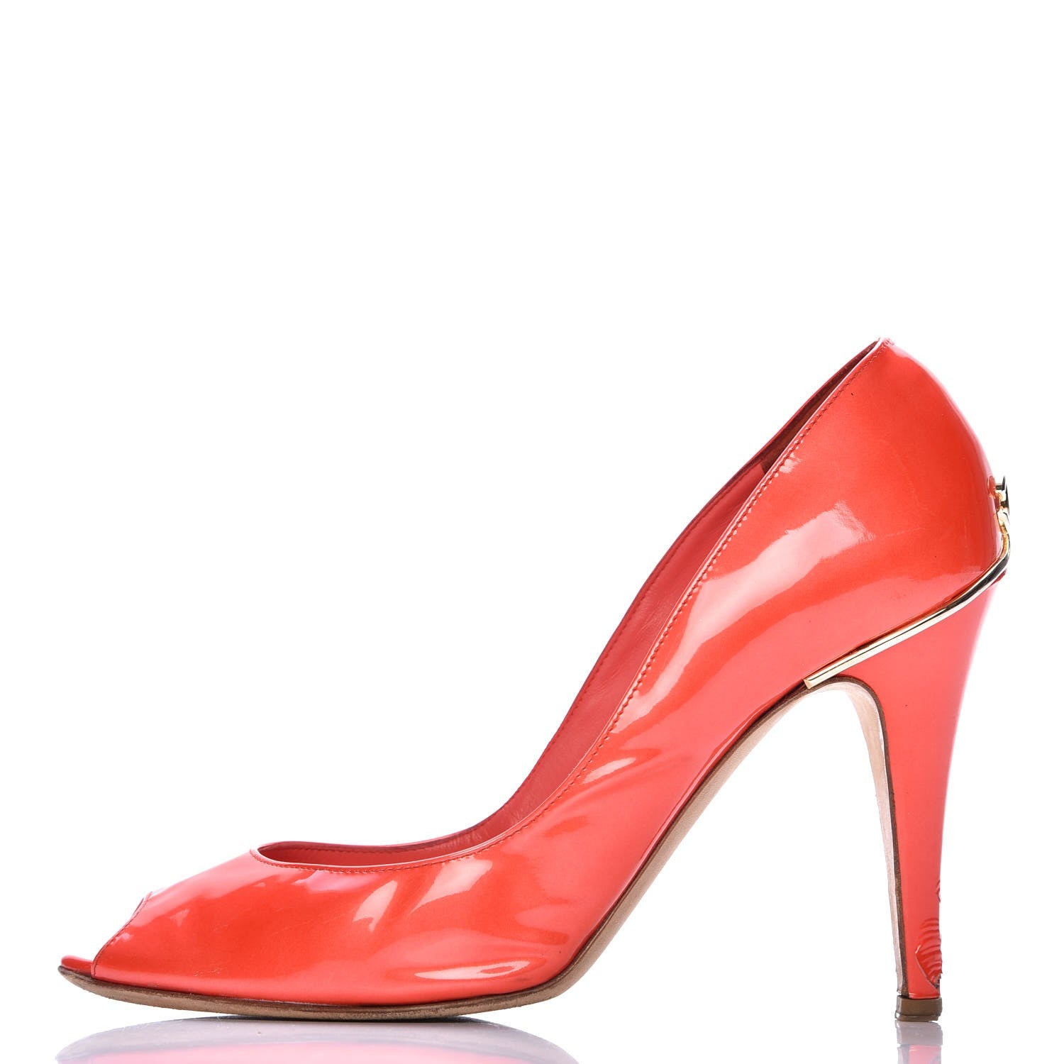 Chanel Patent Calfskin CC Peep Toe Pumps 39.5 Rouge Clair 1 of 12