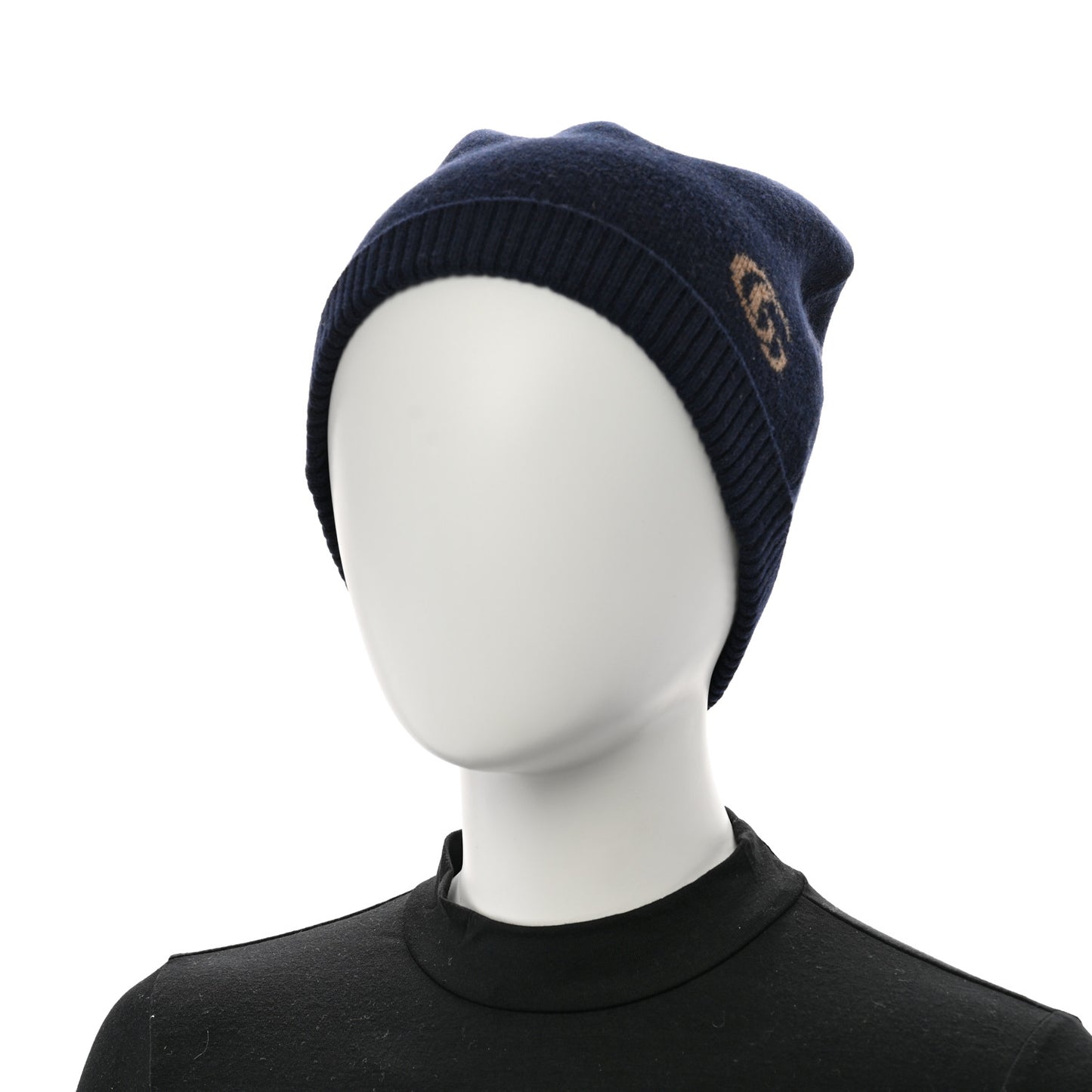 Cashmere Double G Beanie M Navy Beige