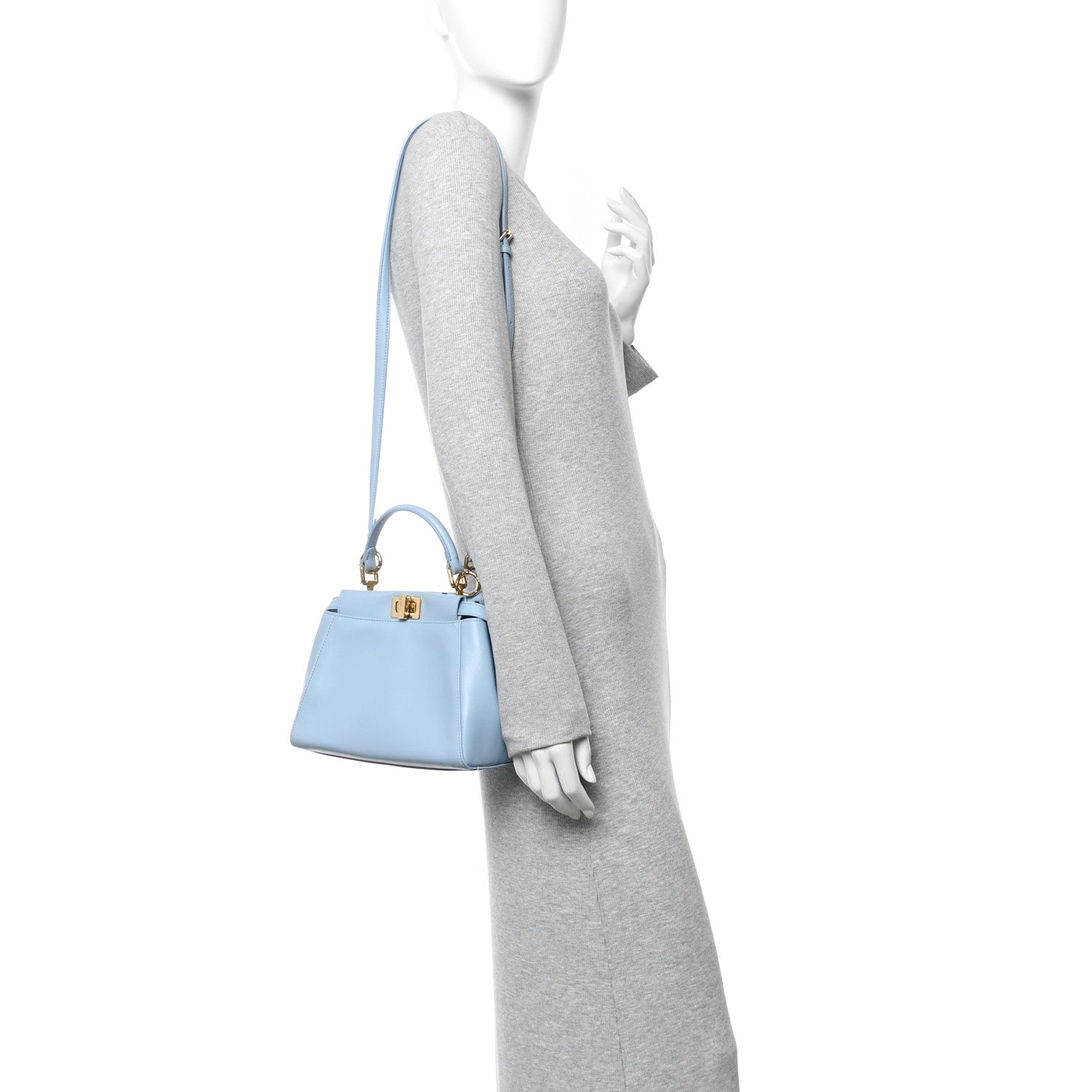 Fendi Nappa Mini Peekaboo Iconic Satchel Azzurro Baby 2 of 9