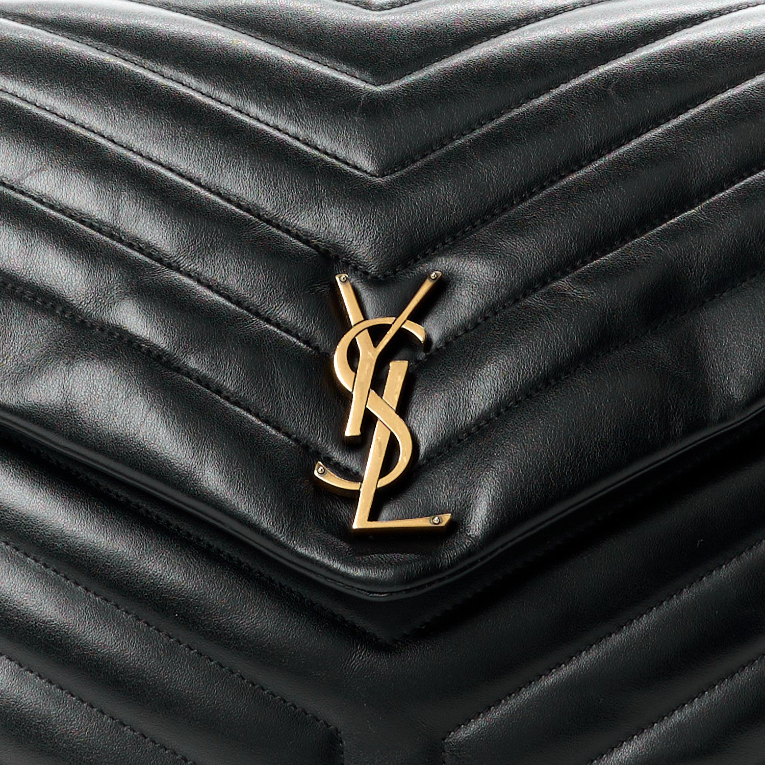 Saint Laurent SAINT LAURENT Calfskin Y Quilted Monogram Large Loulou Chain Satchel Black 11 of 15