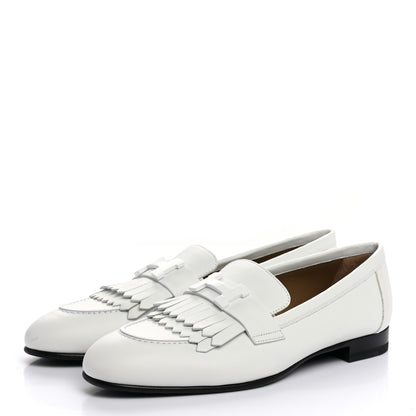 Hermes Calfskin Womens Royal Loafers 37 White 3 of 9