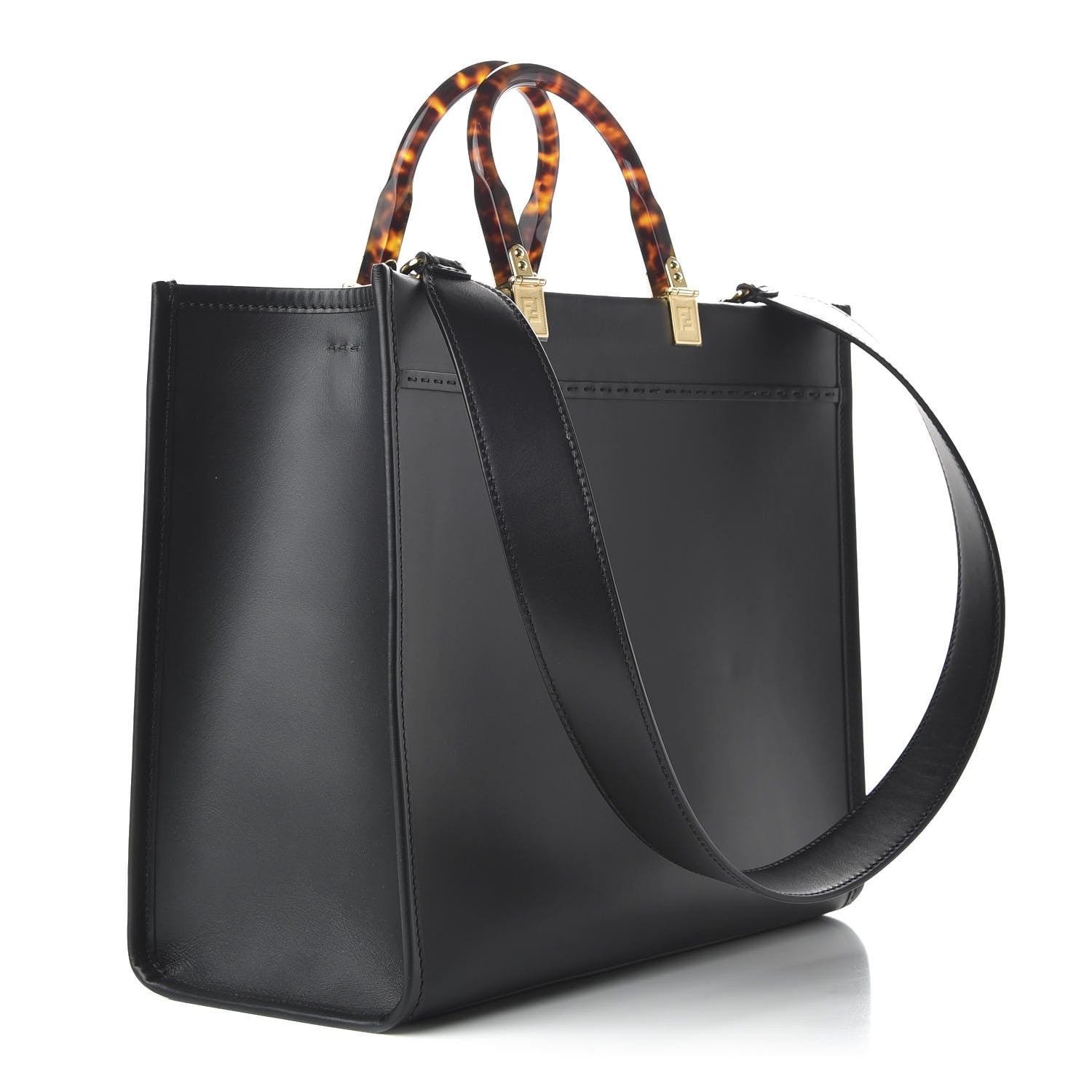 Fendi Vitello King Plexiglass Medium Fendi Sunshine Shopper Tote Black 3 of 9
