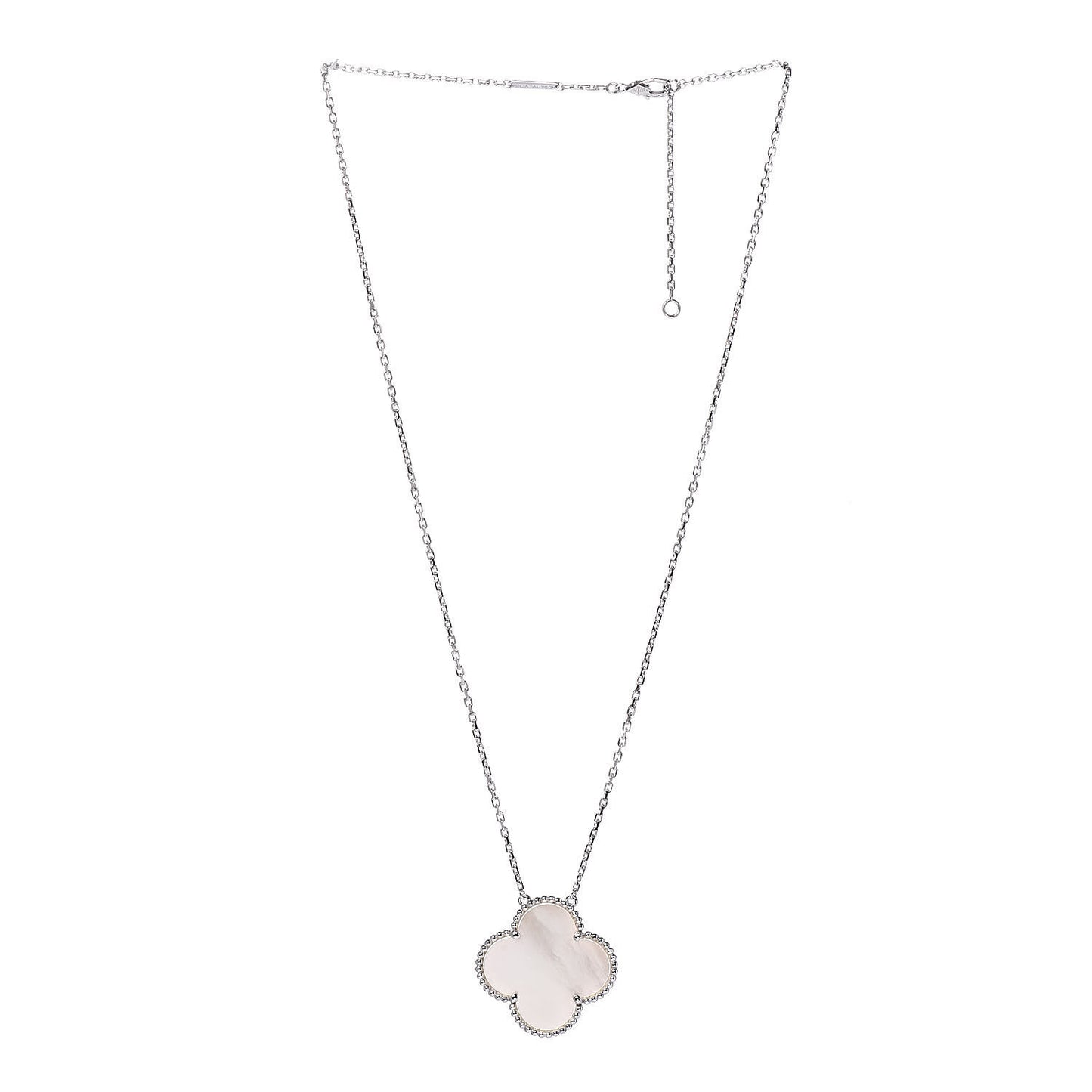 18K White Gold Mother of Pearl Magic Alhambra Pendant Necklace