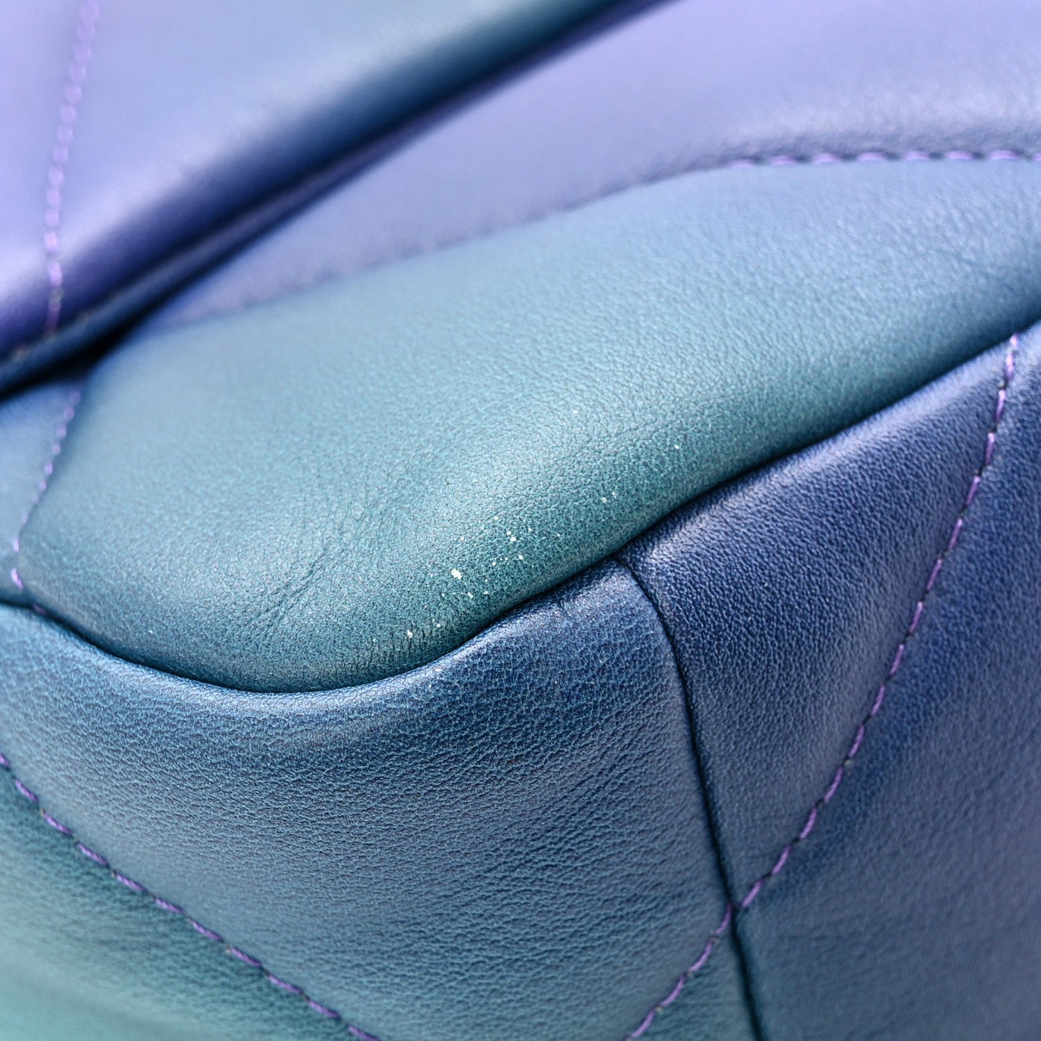 Chanel Tie Dye Calfskin Quilted Medium Chanel 19 Flap Blue Purple 11 of 11