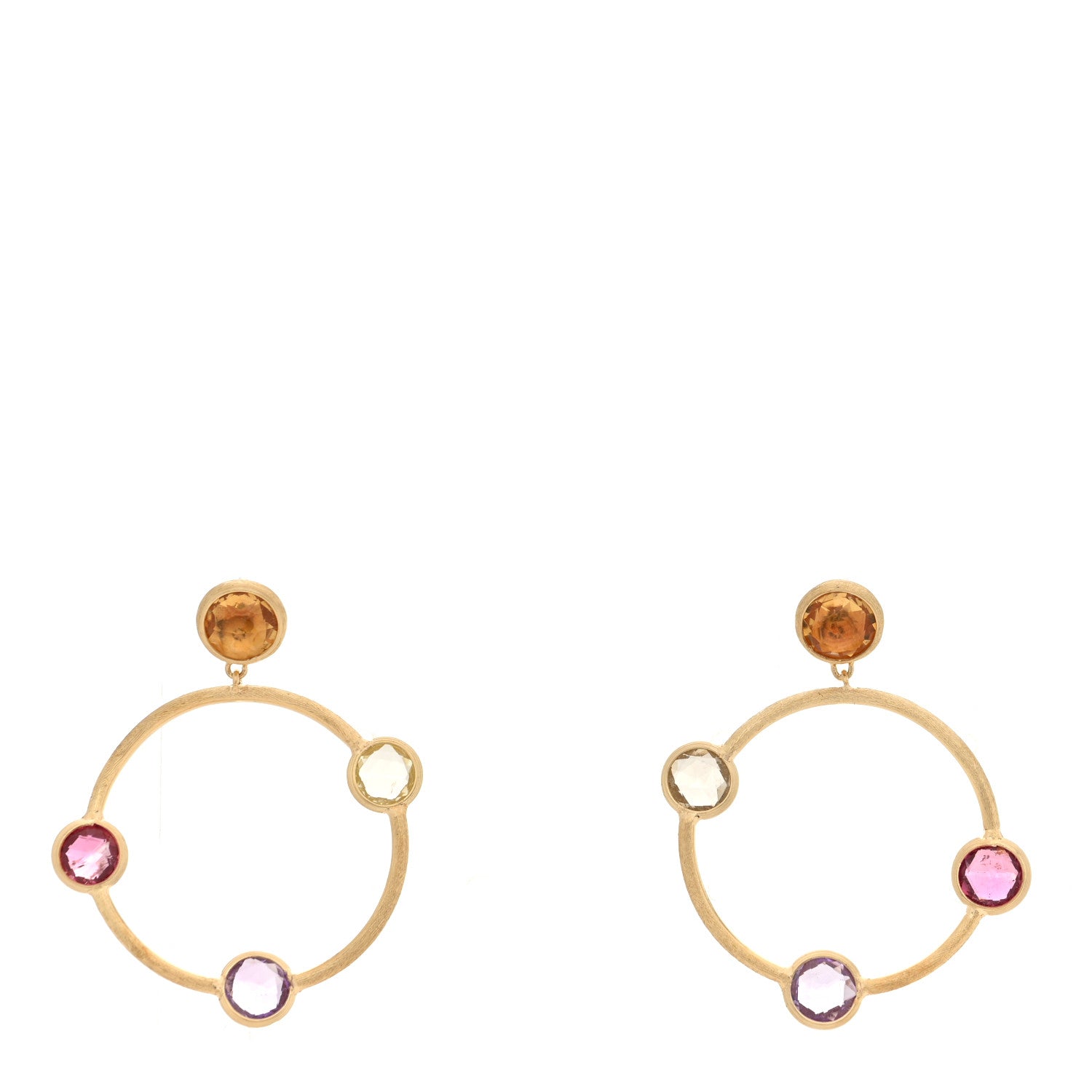 Marco Bicego 18K Yellow Gold Multi Gemstone Jaipur Circle Drop Earrings 1 of 4