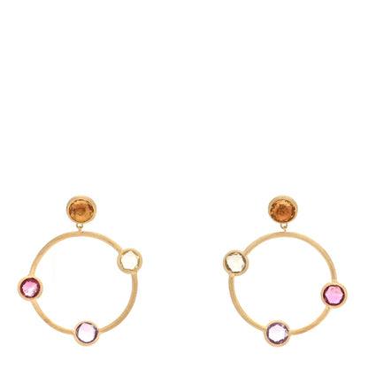 Marco Bicego 18K Yellow Gold Multi Gemstone Jaipur Circle Drop Earrings 1 of 4