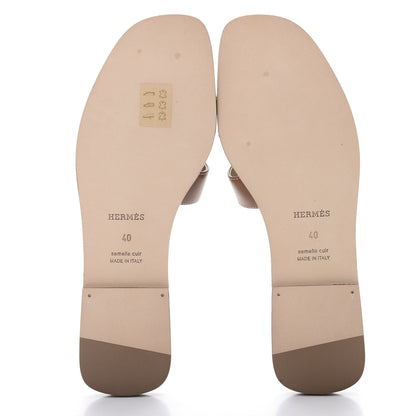 Hermes Box Calfskin Oran Sandals 40 Gold 5 of 10